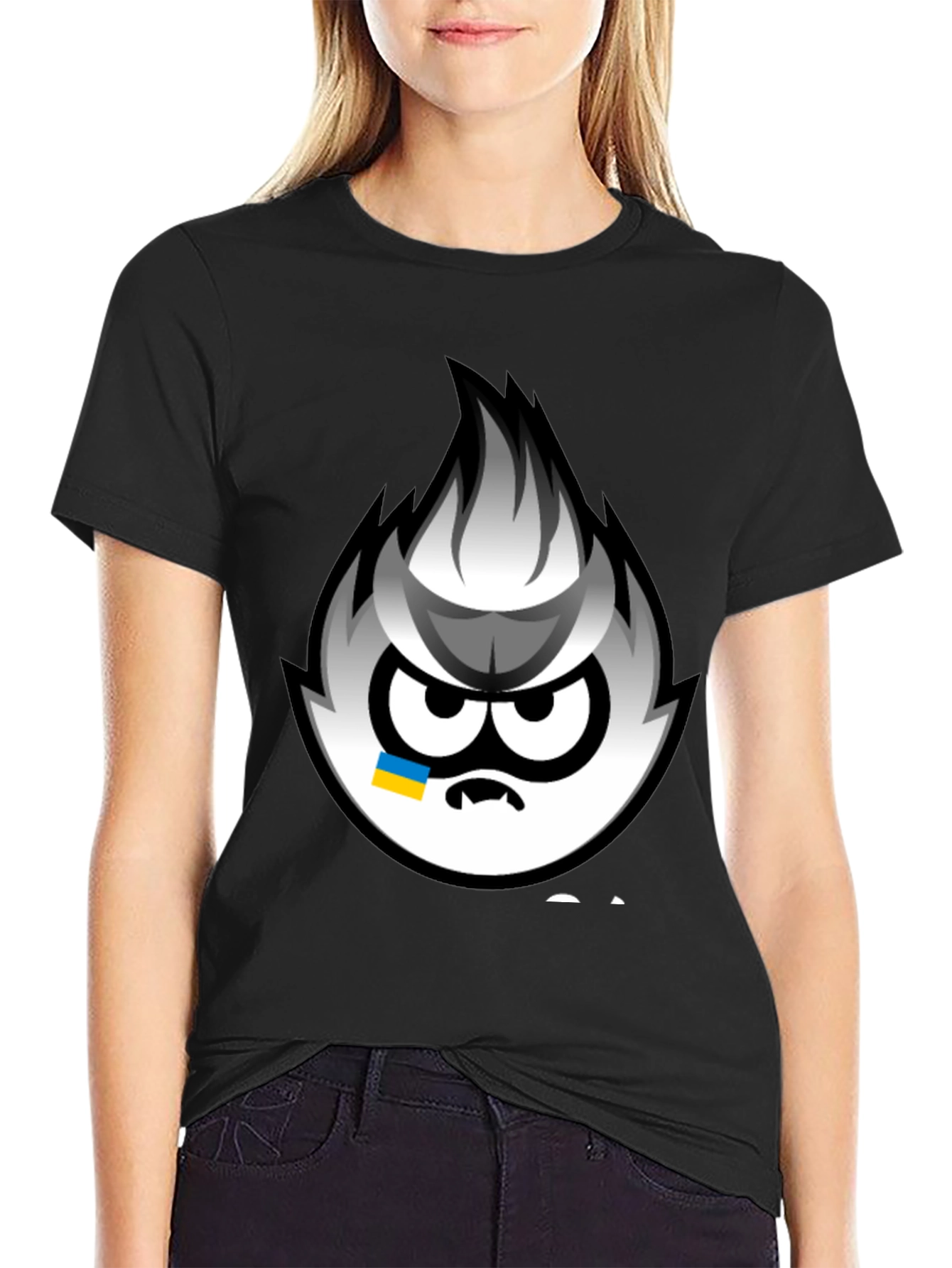 Angry Sprite Graphic Print Black T-Shirt