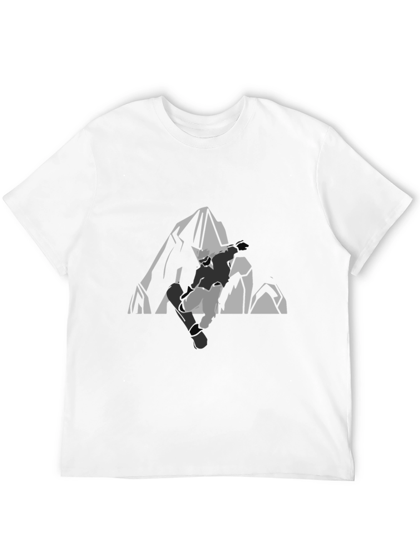 Mens Black Graphic Tee - Snowboard Mountain Design