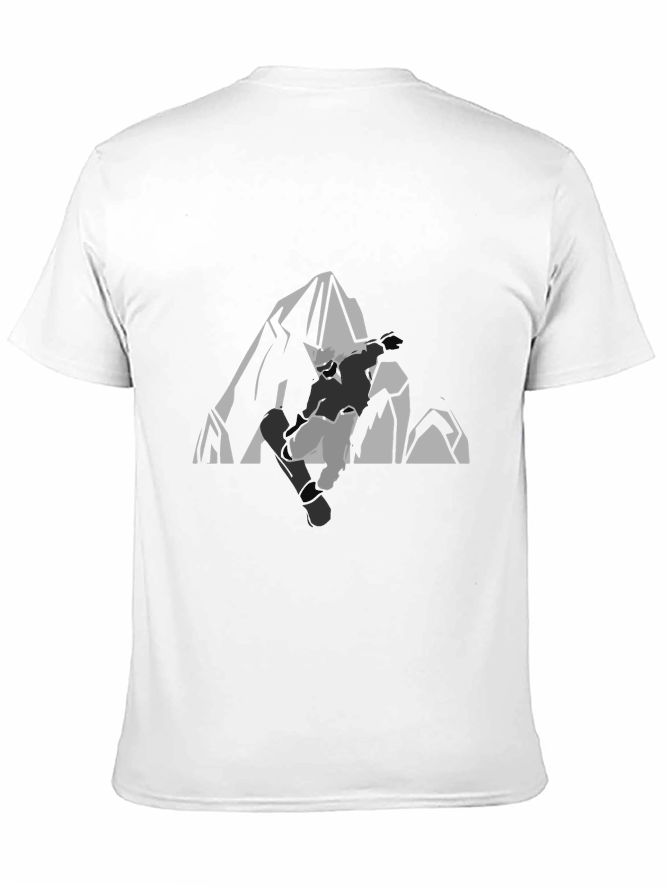 Mens Black Graphic Tee - Snowboard Mountain Design