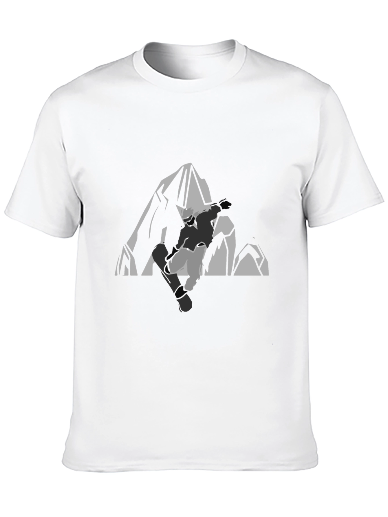 Mens Black Graphic Tee - Snowboard Mountain Design