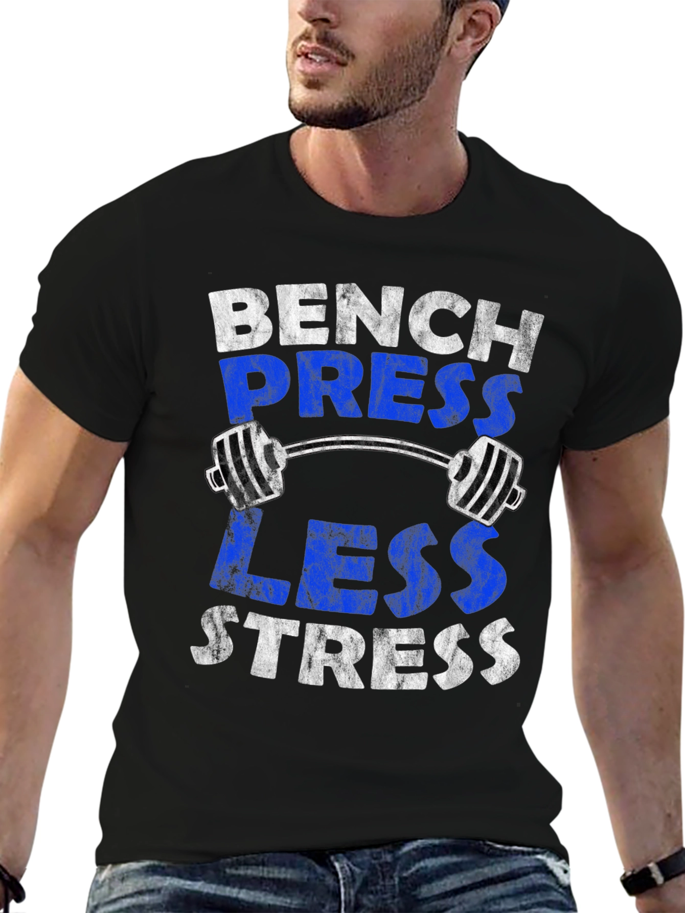 Bench Press Less Stress Graphic Tee