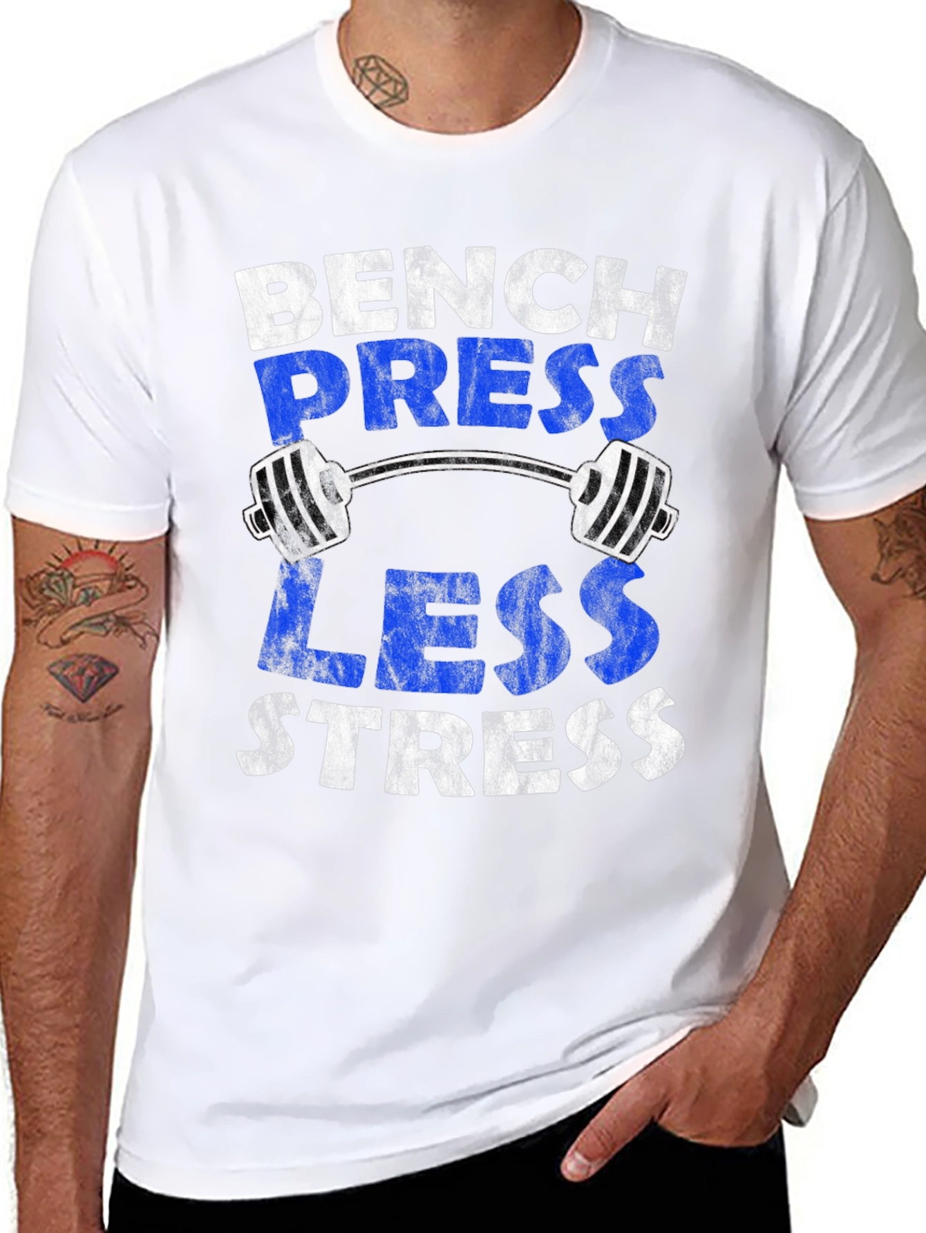 Bench Press Less Stress Graphic Tee