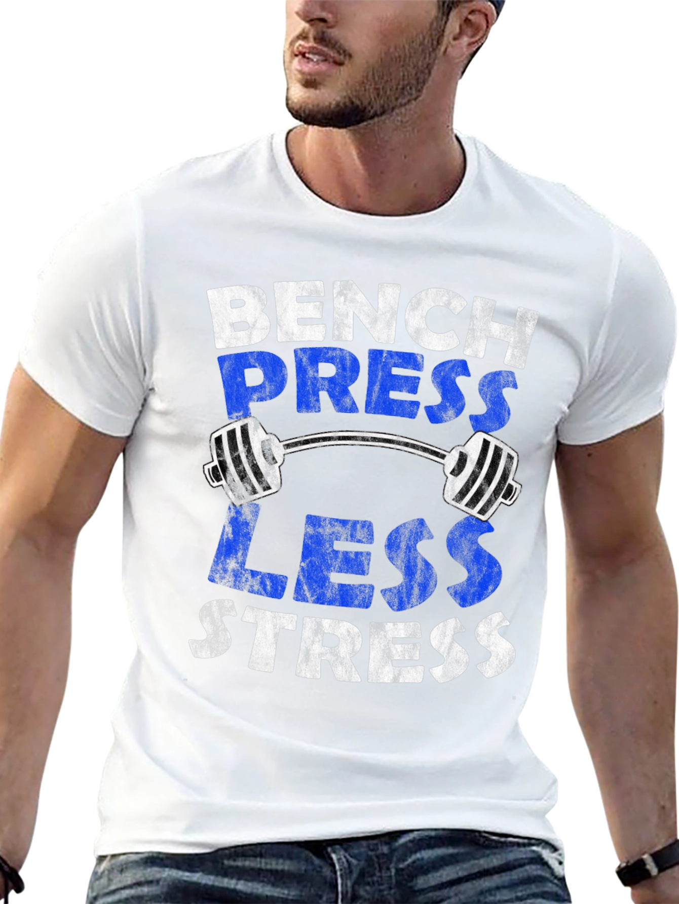 Bench Press Less Stress Graphic Tee