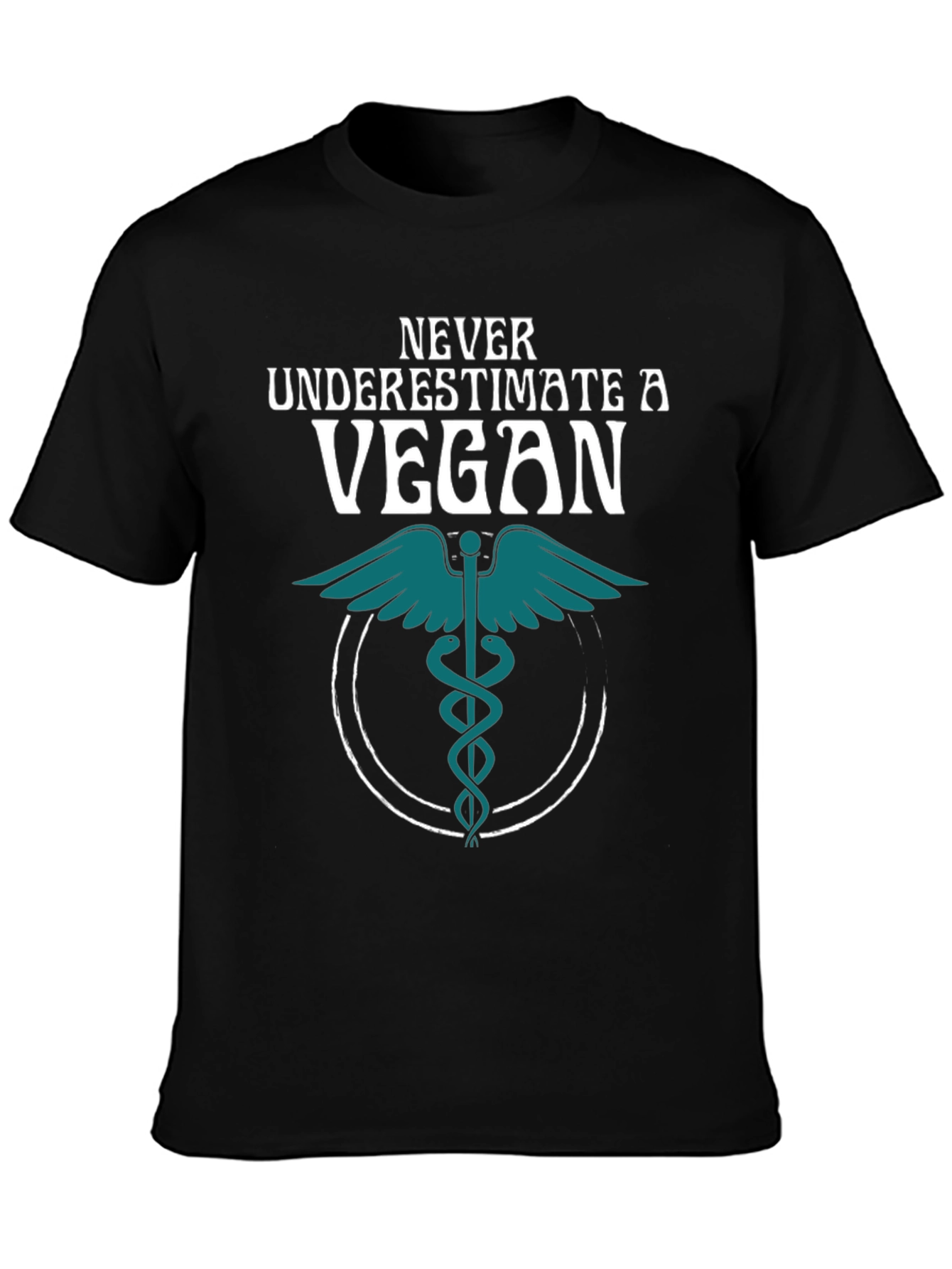 Never Underestimate a Vegan T-Shirt Caduceus Symbol