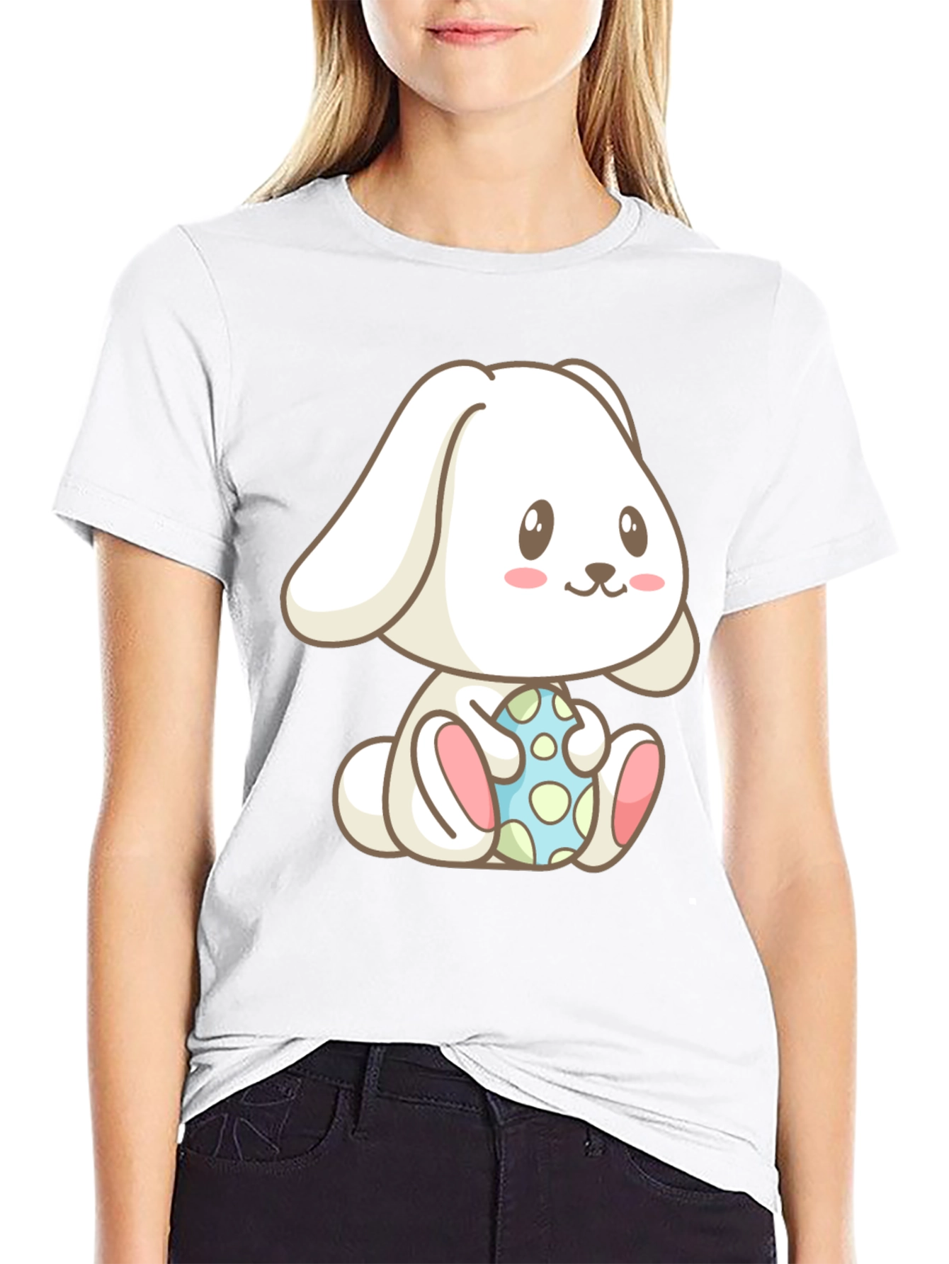 Cute Bunny with Easter Egg Graphic T-Shirt