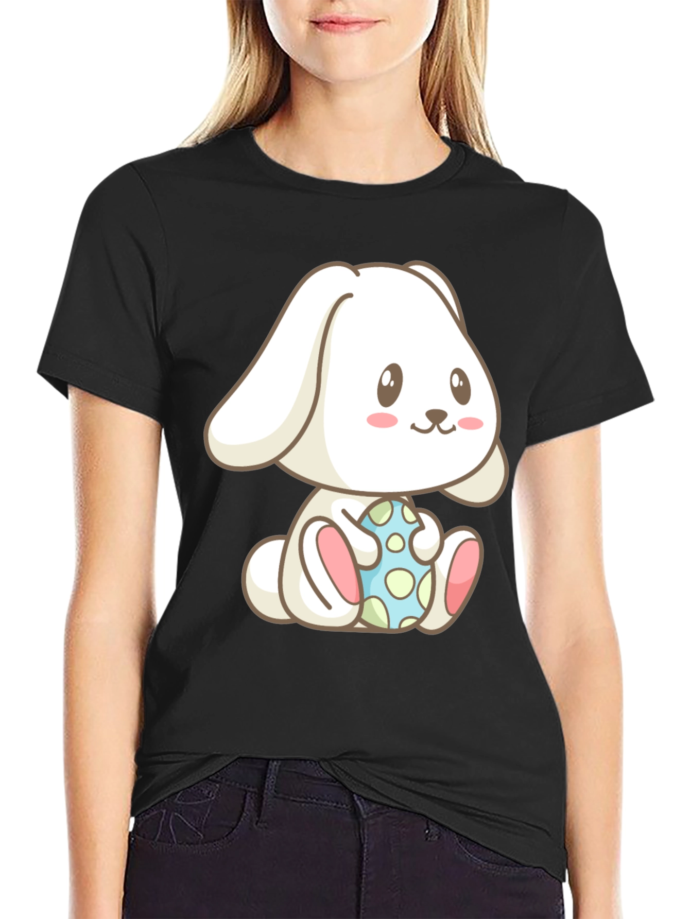Cute Bunny with Easter Egg Graphic T-Shirt