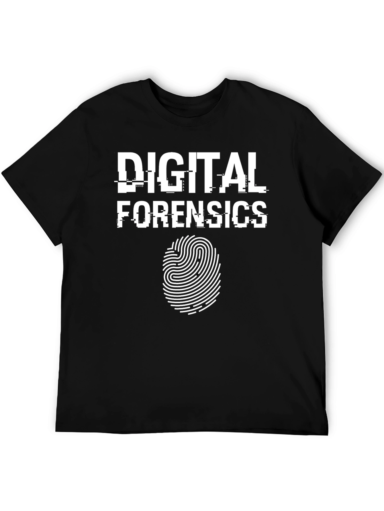 Digital Forensics T-Shirt - Black with Fingerprint Design