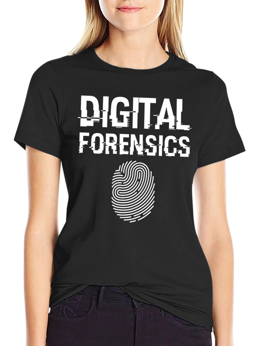 Digital Forensics T-Shirt - Black with Fingerprint Design
