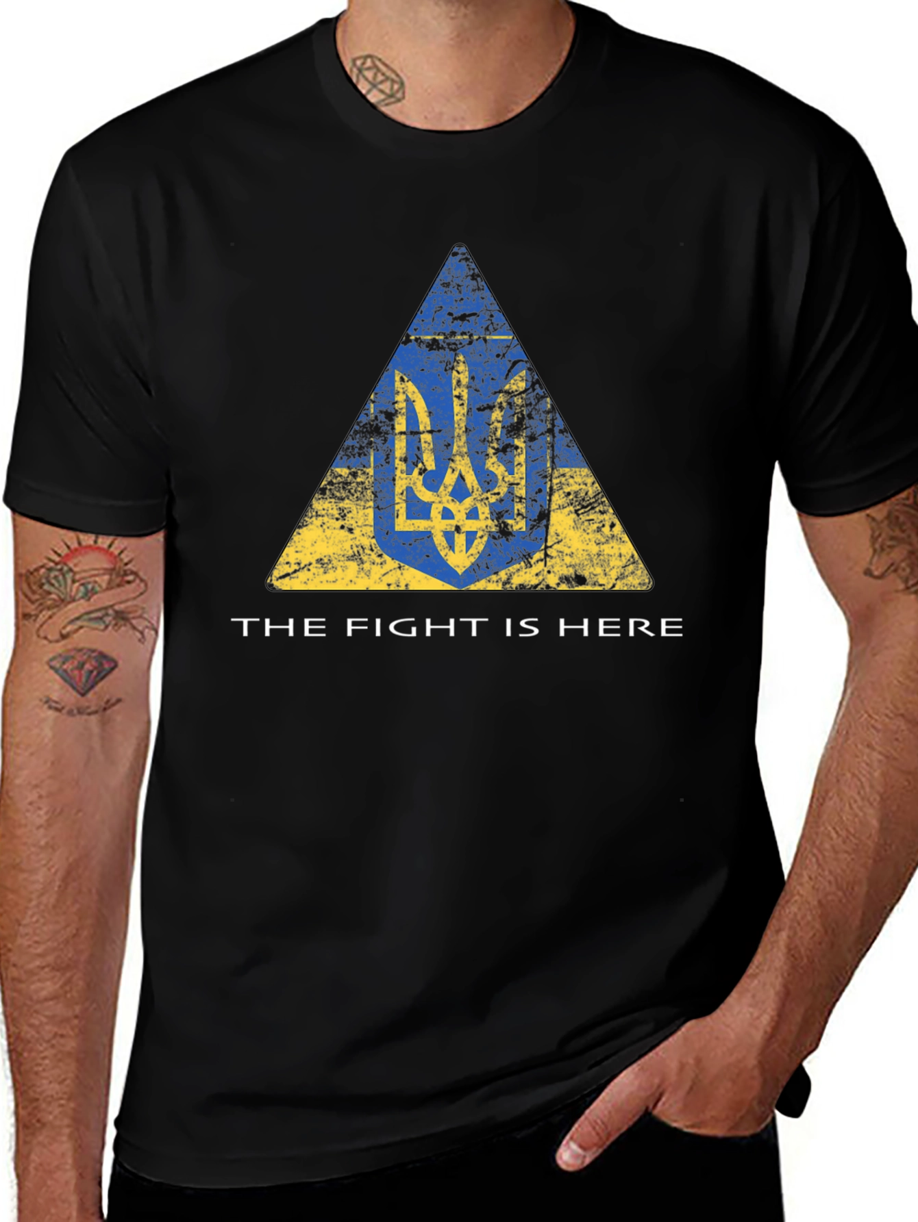 Ukraine Trident Flag T-Shirt - The Fight Is Here