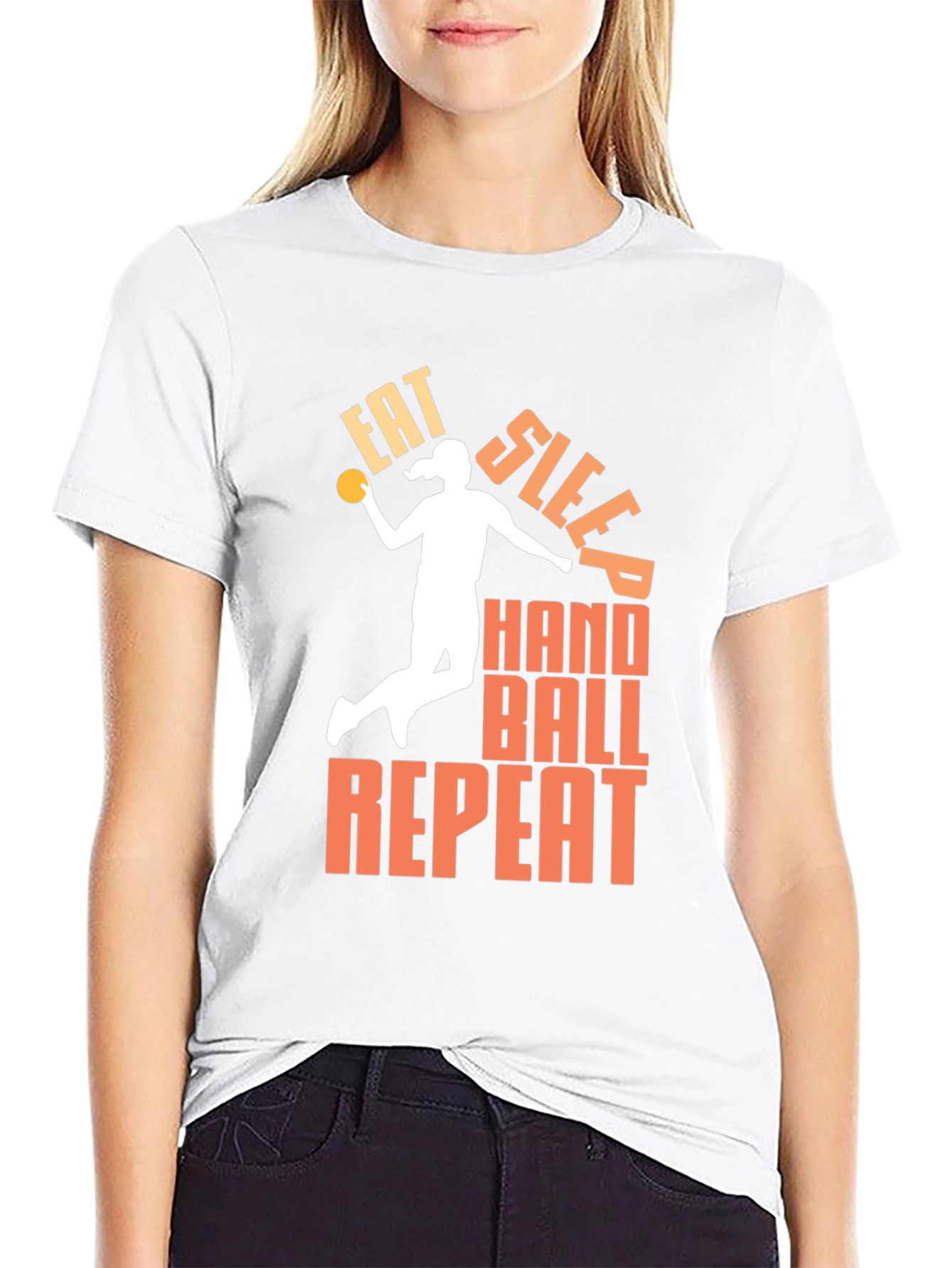 Eat Sleep Handball Repeat Black T-Shirt