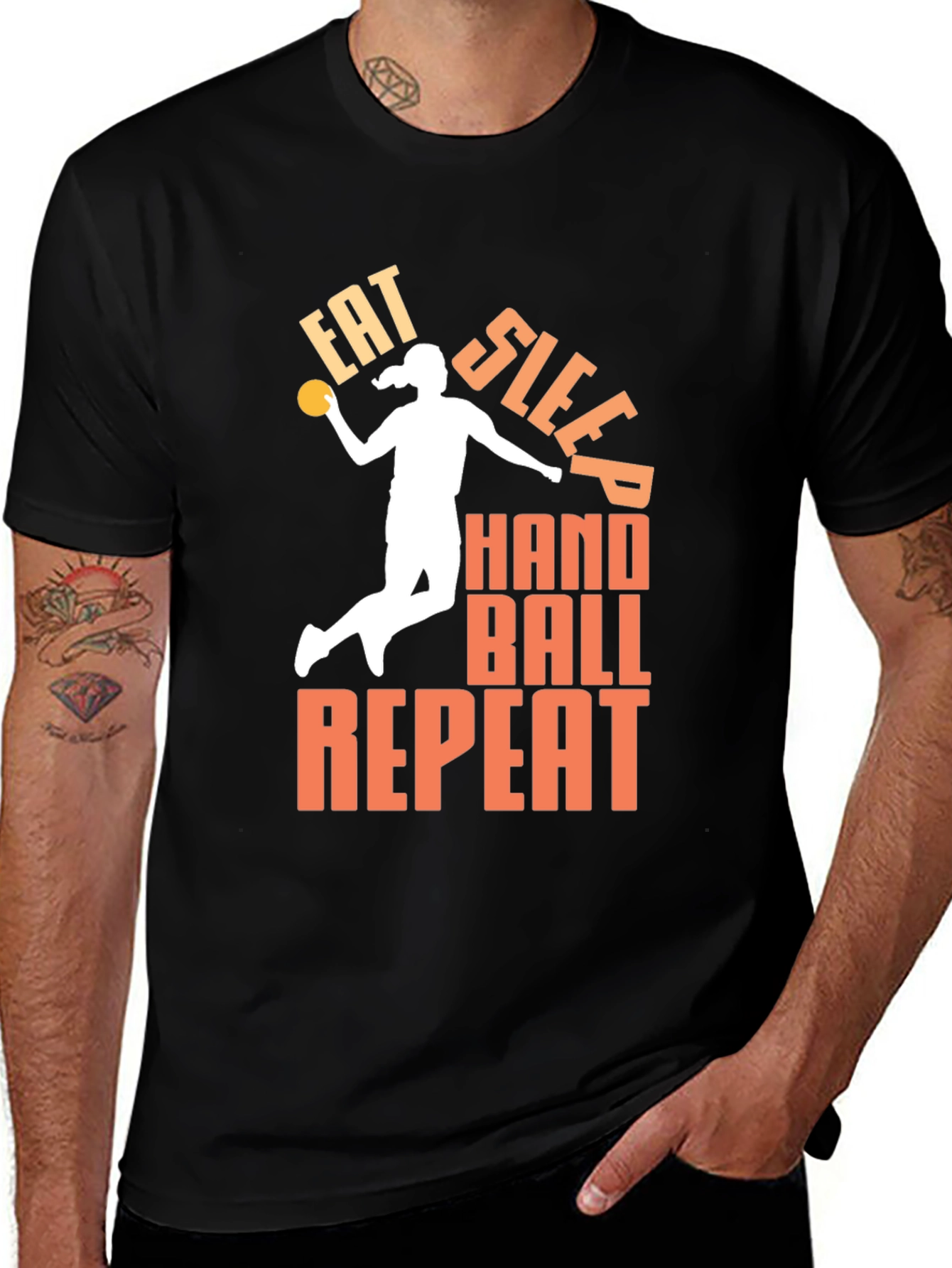Eat Sleep Handball Repeat Black T-Shirt