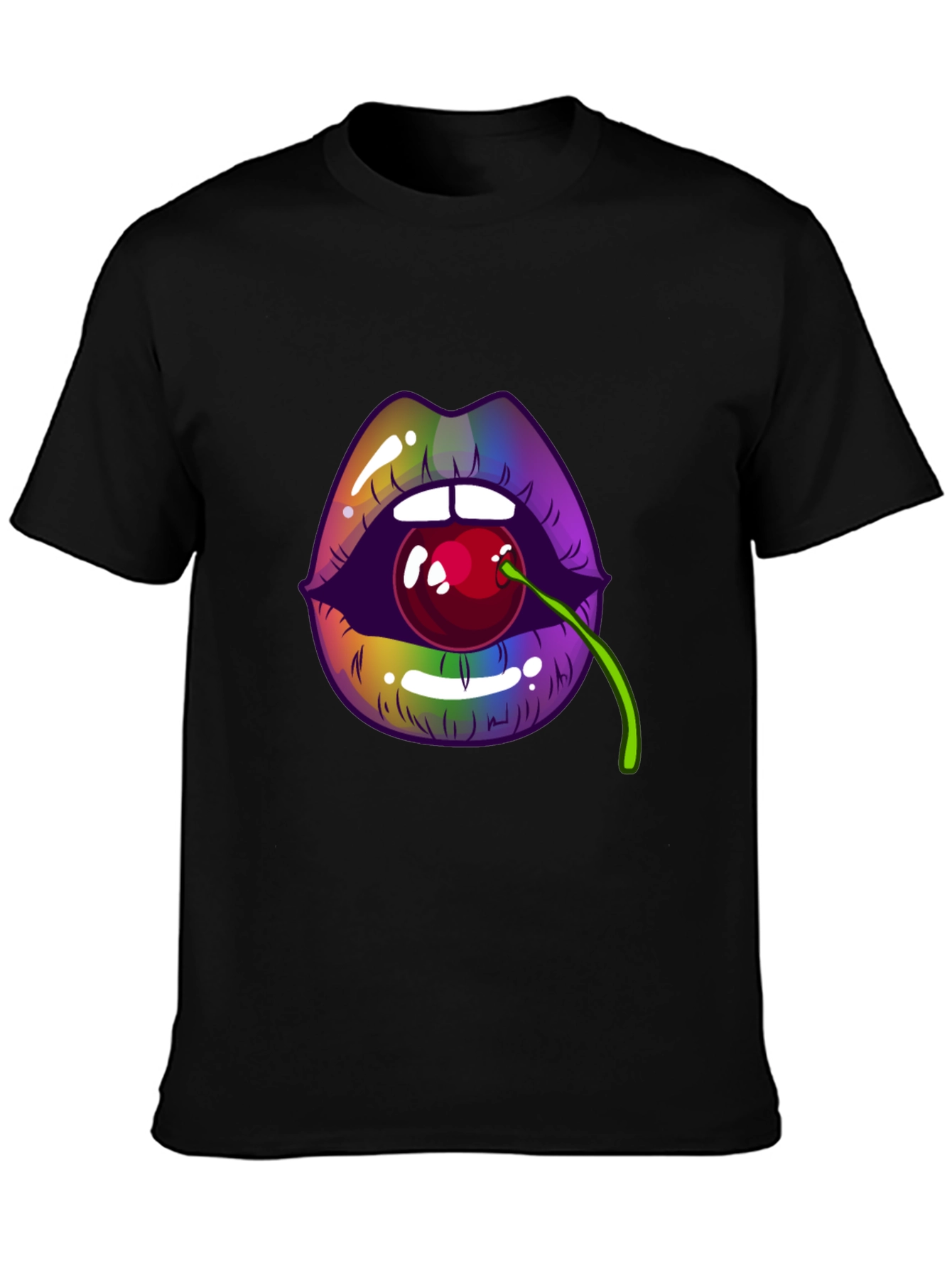 Lips with Cherry T-Shirt - Bold Graphic Tee