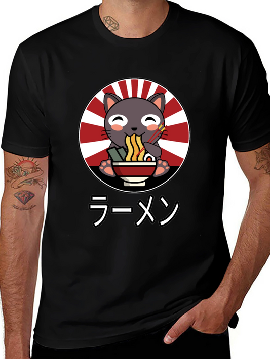 Cute Cat Ramen T-Shirt - Japanese Style