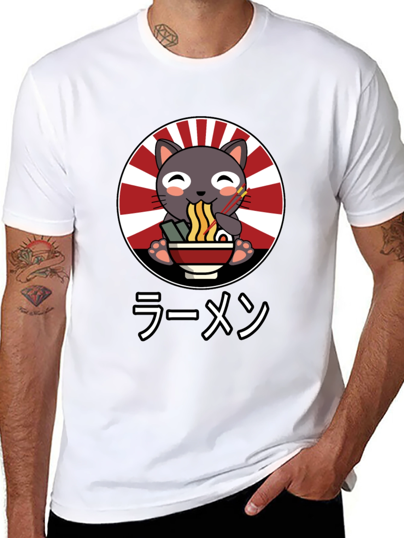 Cute Cat Ramen T-Shirt - Japanese Style