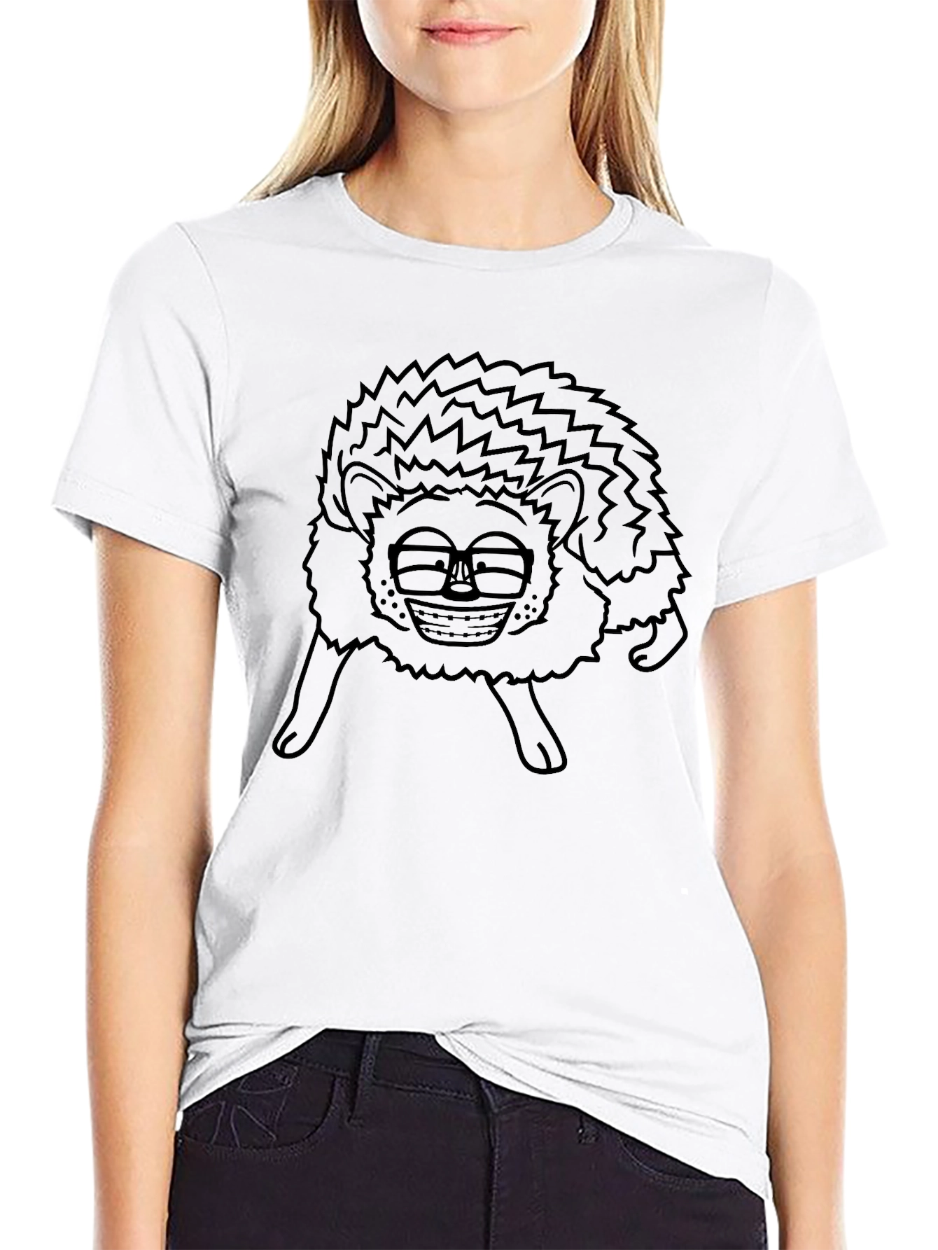Funny Hedgehog Glasses Graphic Mens Black T-Shirt