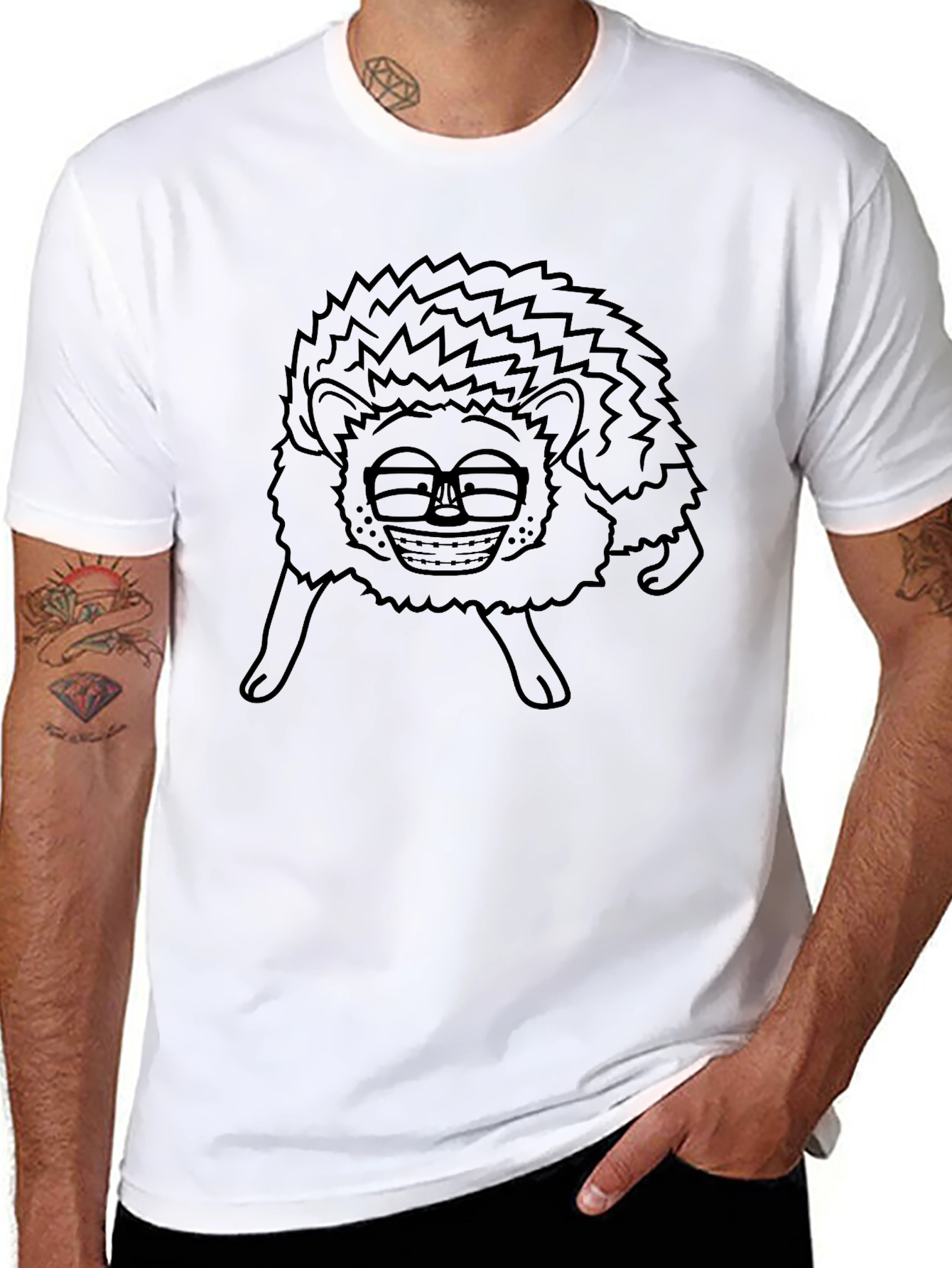 Funny Hedgehog Glasses Graphic Mens Black T-Shirt