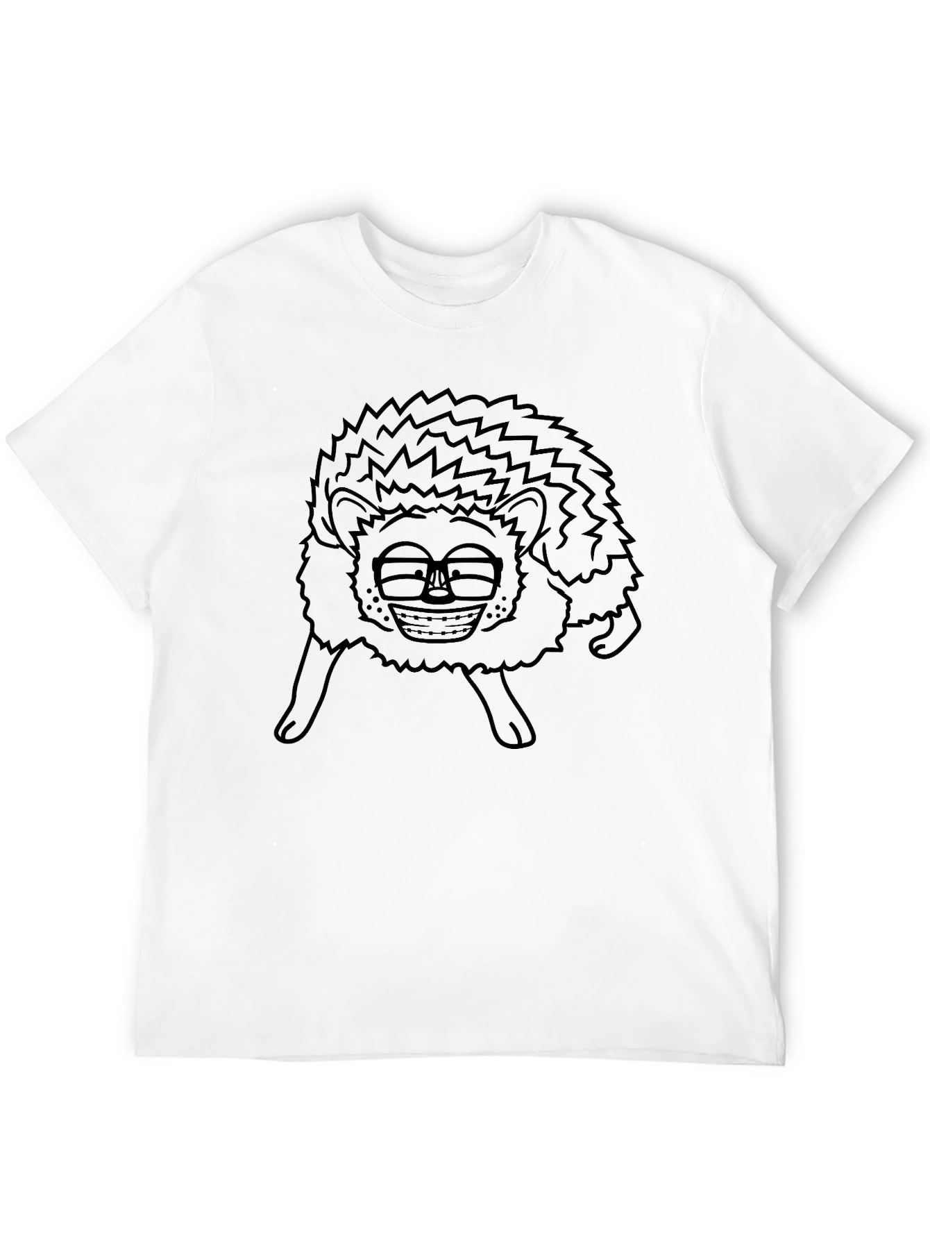Funny Hedgehog Glasses Graphic Mens Black T-Shirt