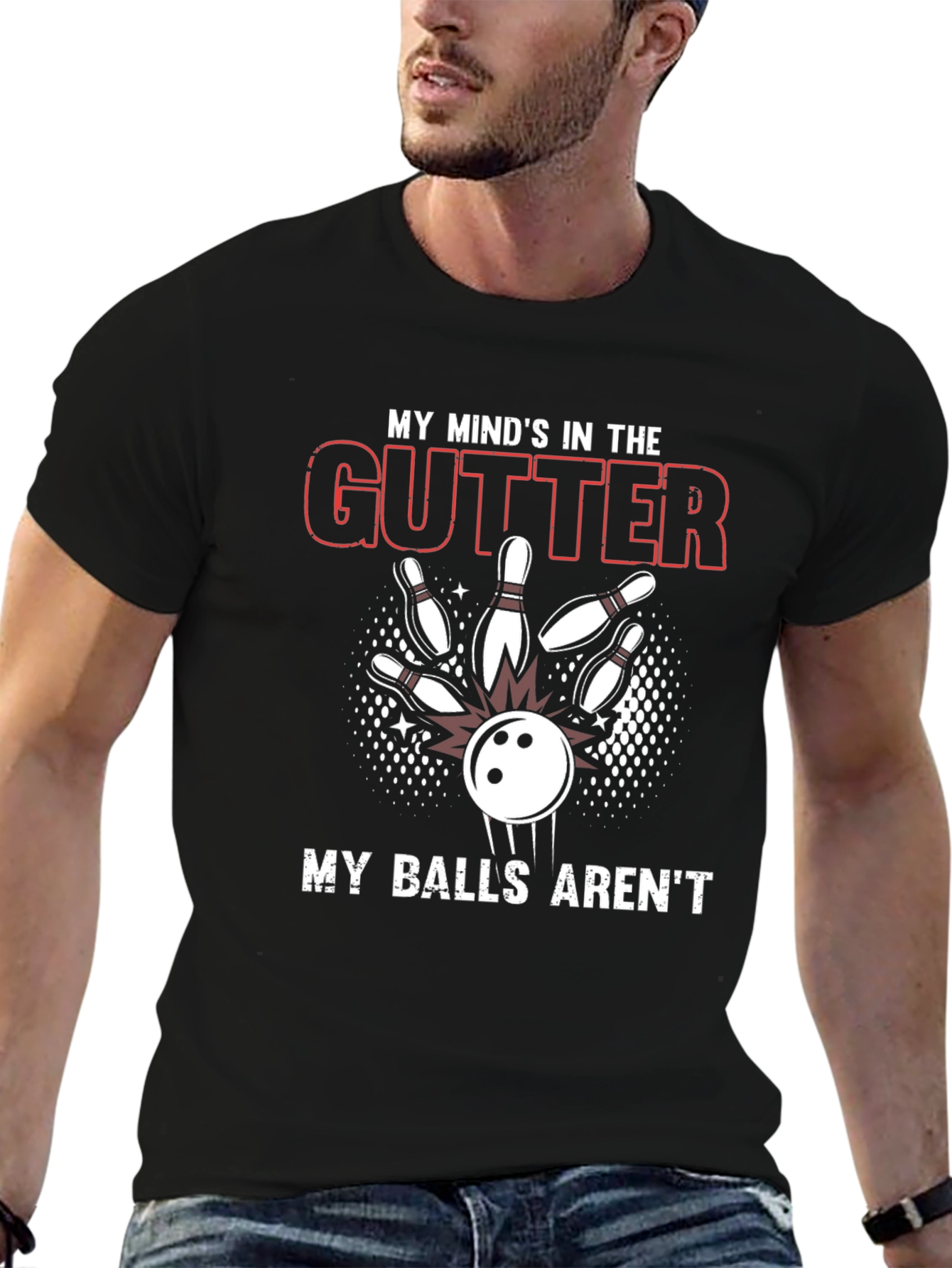Funny Bowling T-Shirt - Mind In The Gutter