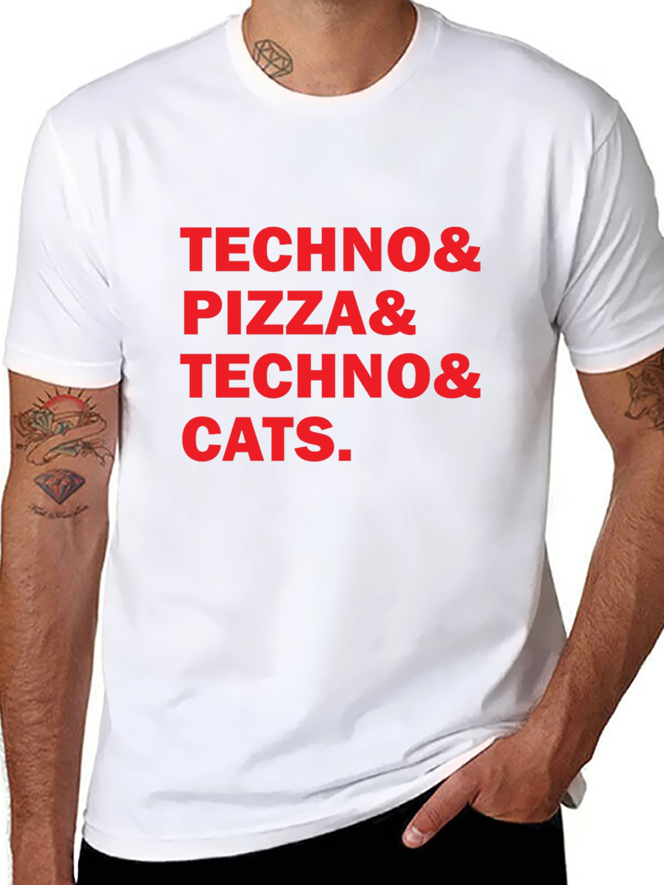 Techno Pizza Cats Graphic Tee