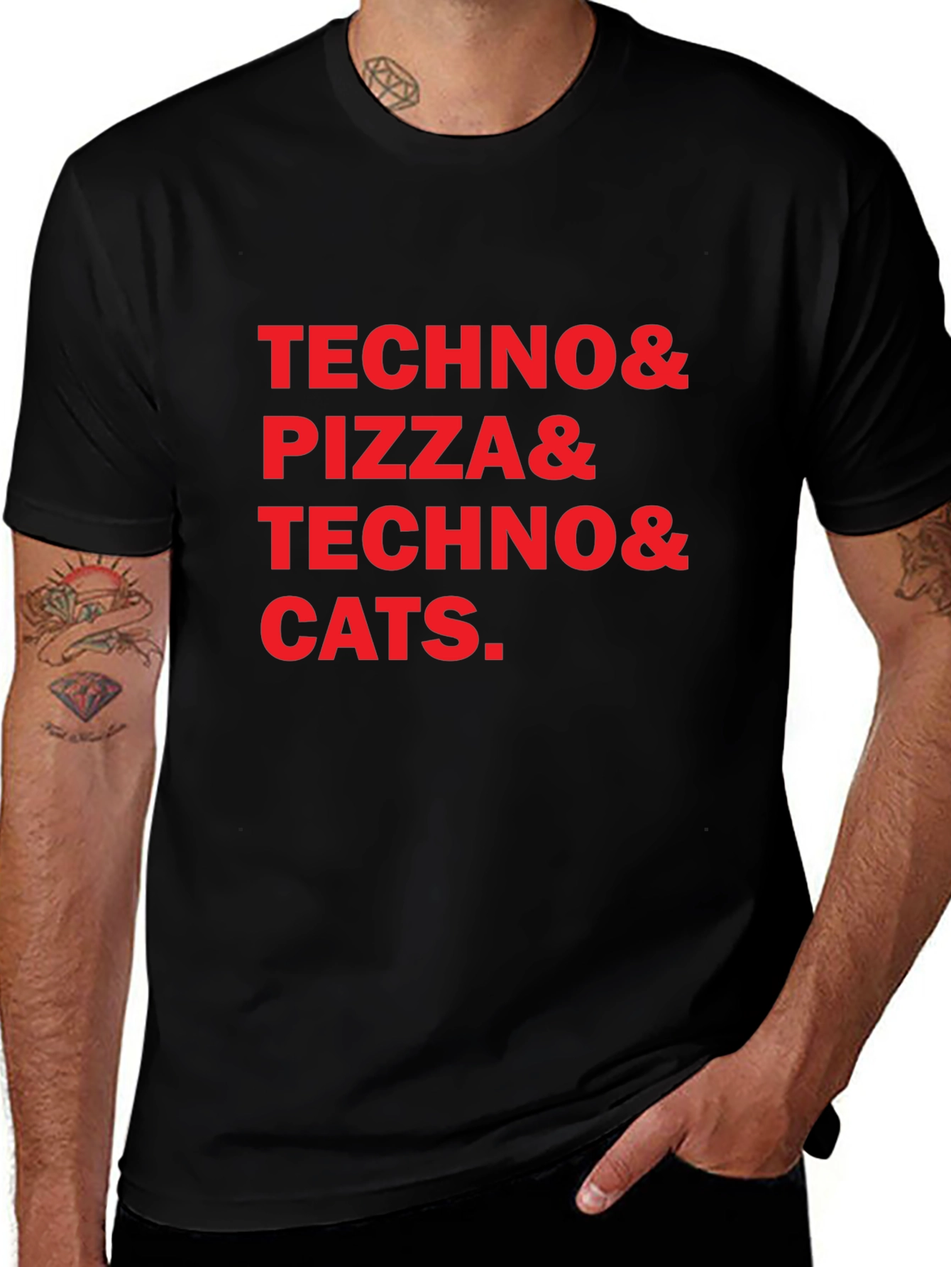 Techno Pizza Cats Graphic Tee
