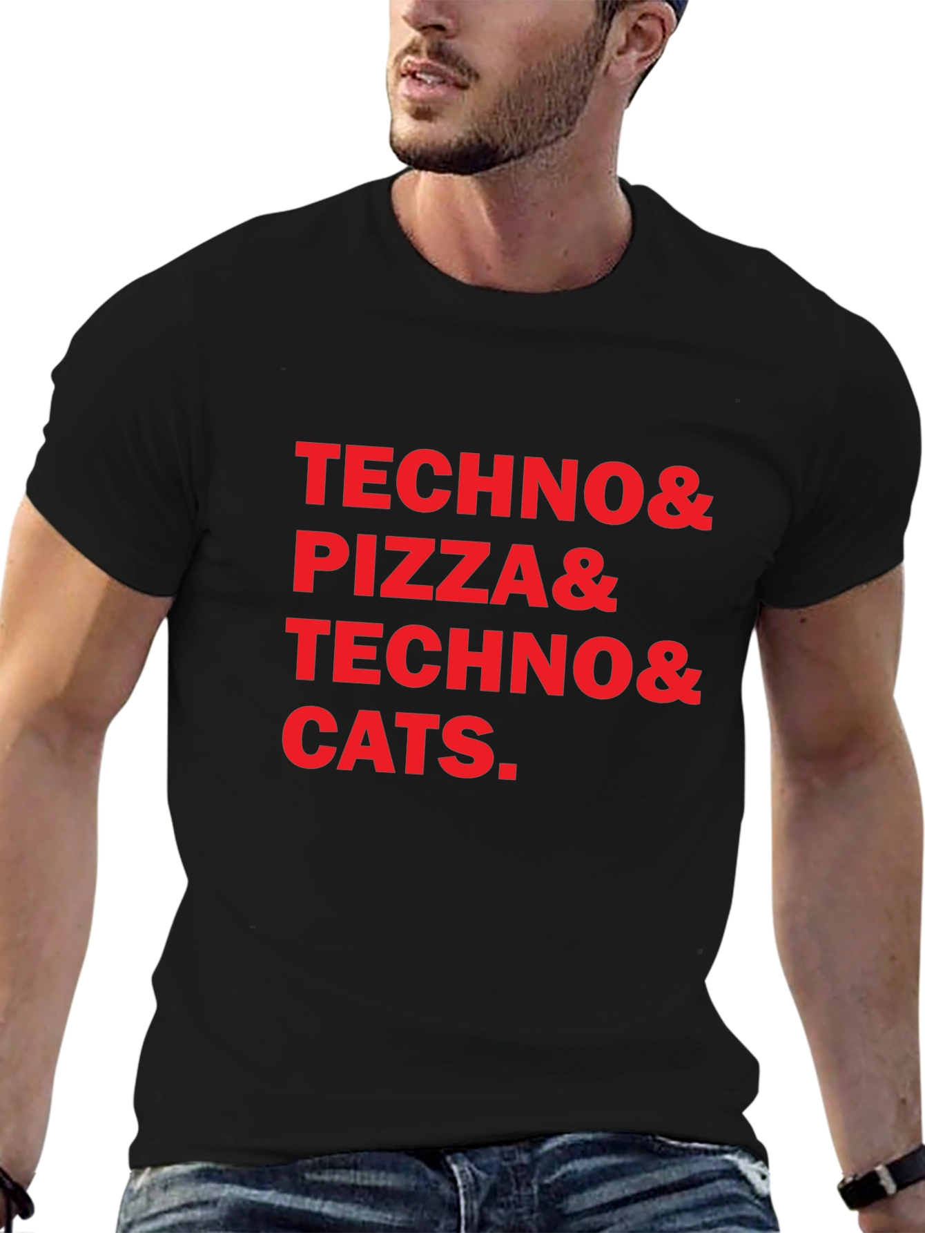 Techno Pizza Cats Graphic Tee