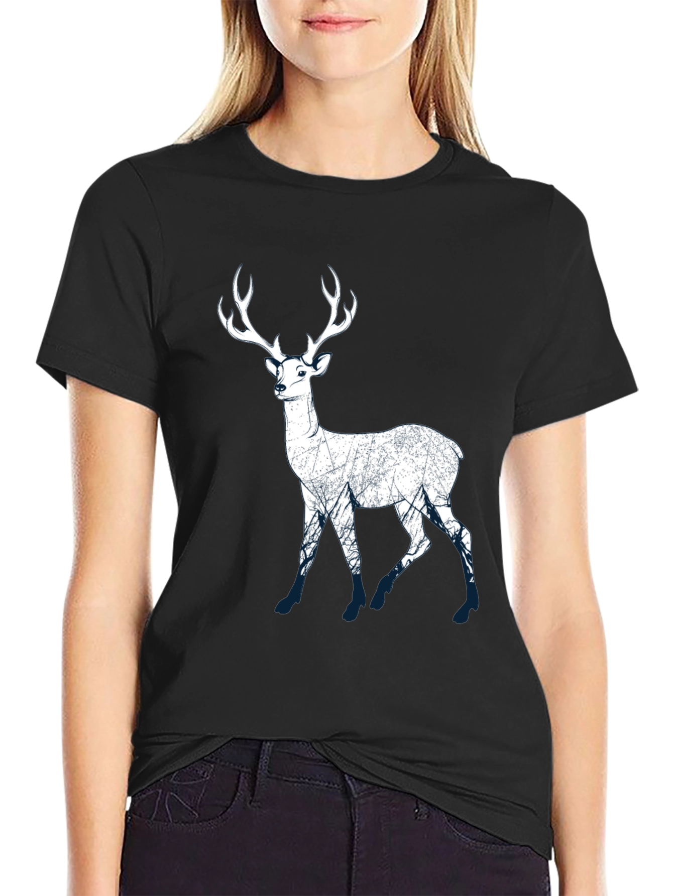 Deer Silhouette Graphic Tee - Nature Lovers T-Shirt