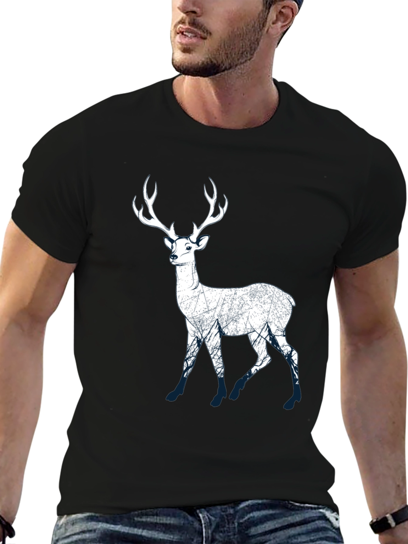Deer Silhouette Graphic Tee - Nature Lovers T-Shirt