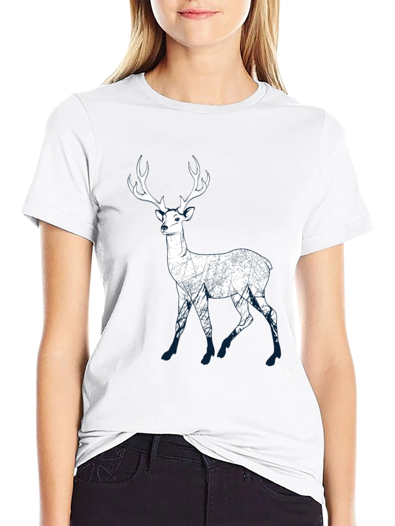 Deer Silhouette Graphic Tee - Nature Lovers T-Shirt