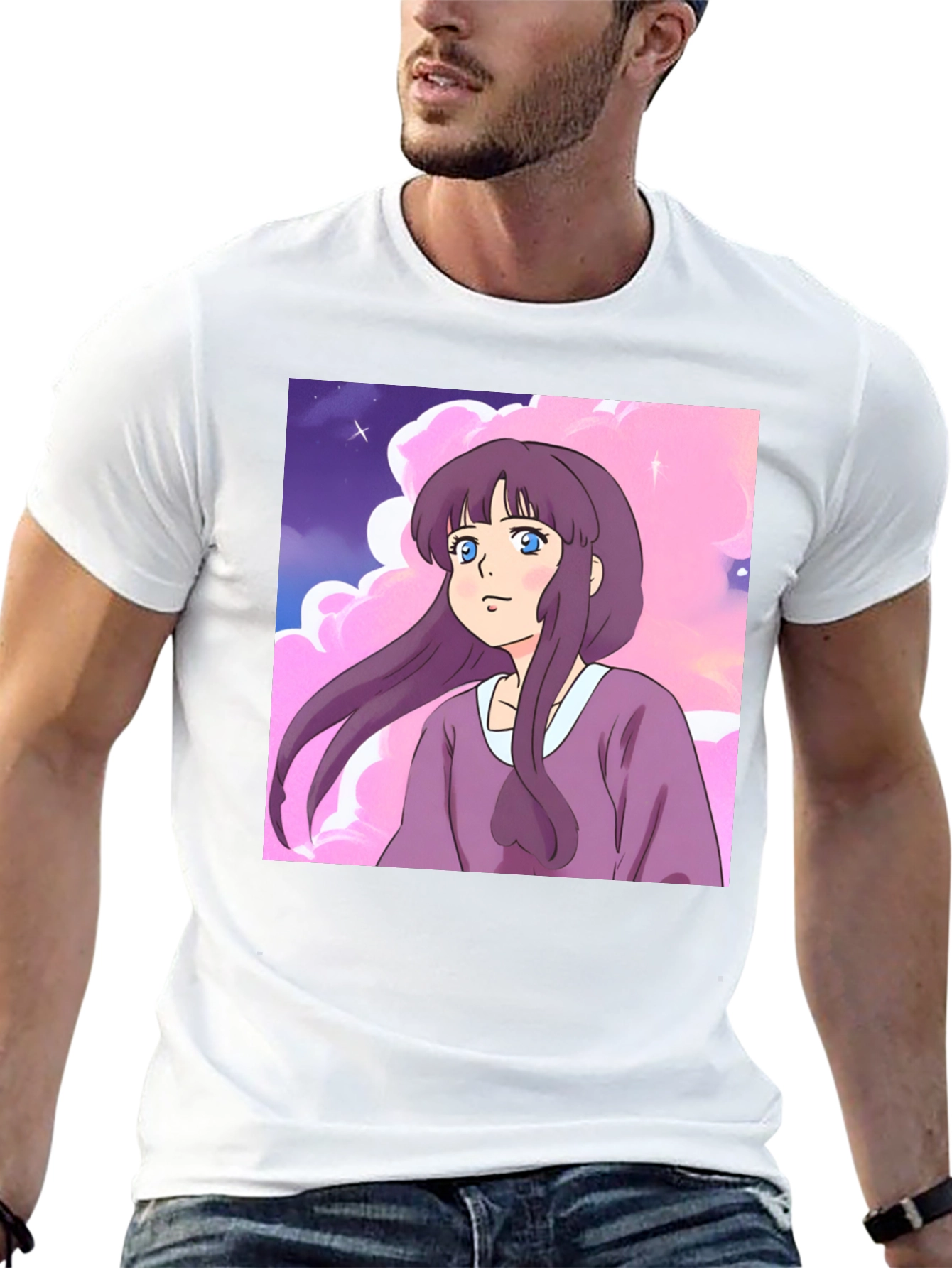 Anime Girl T-Shirt - Kawaii Purple Cartoon Tee