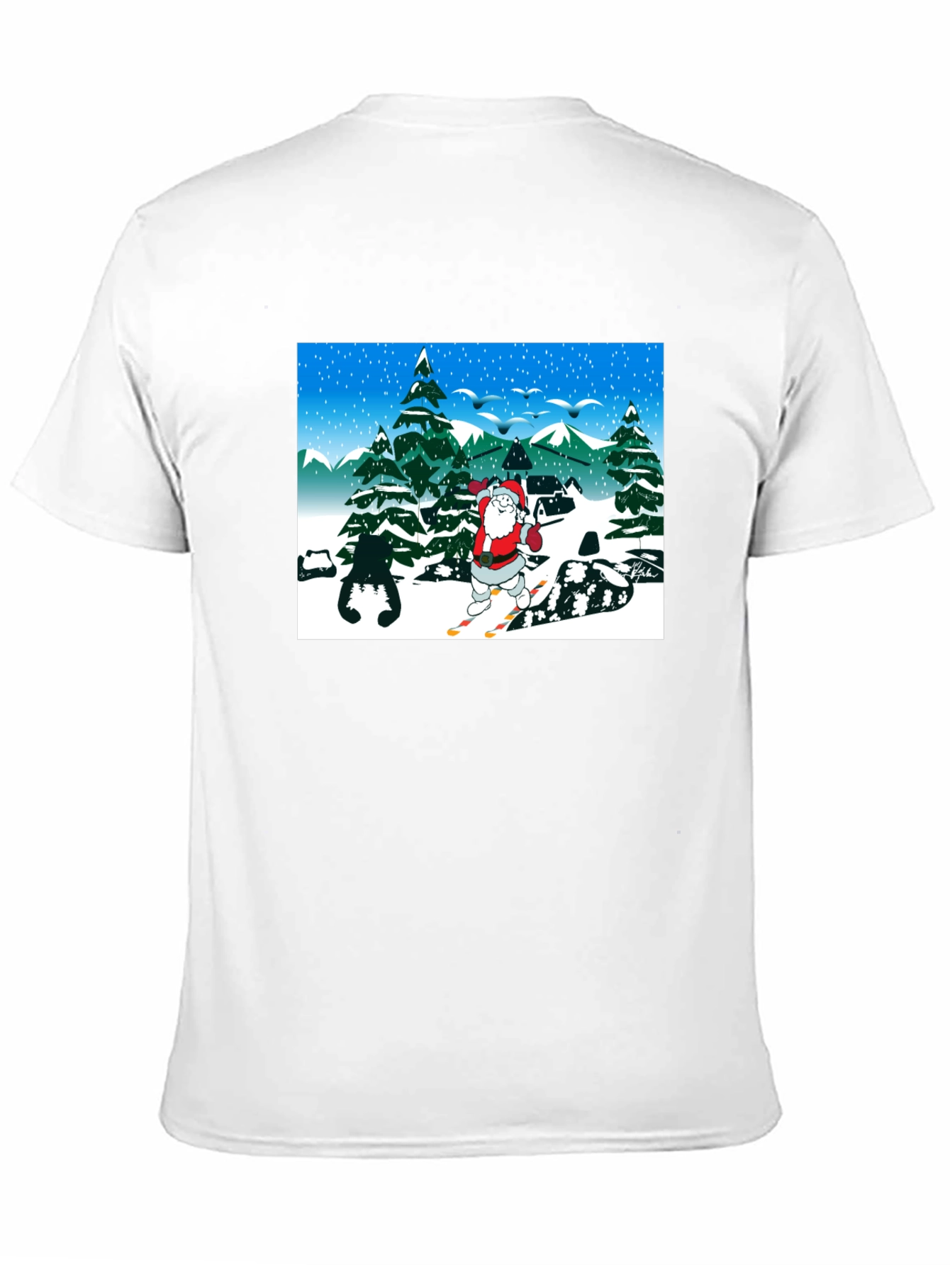 Santa Skiing Graphic T-Shirt