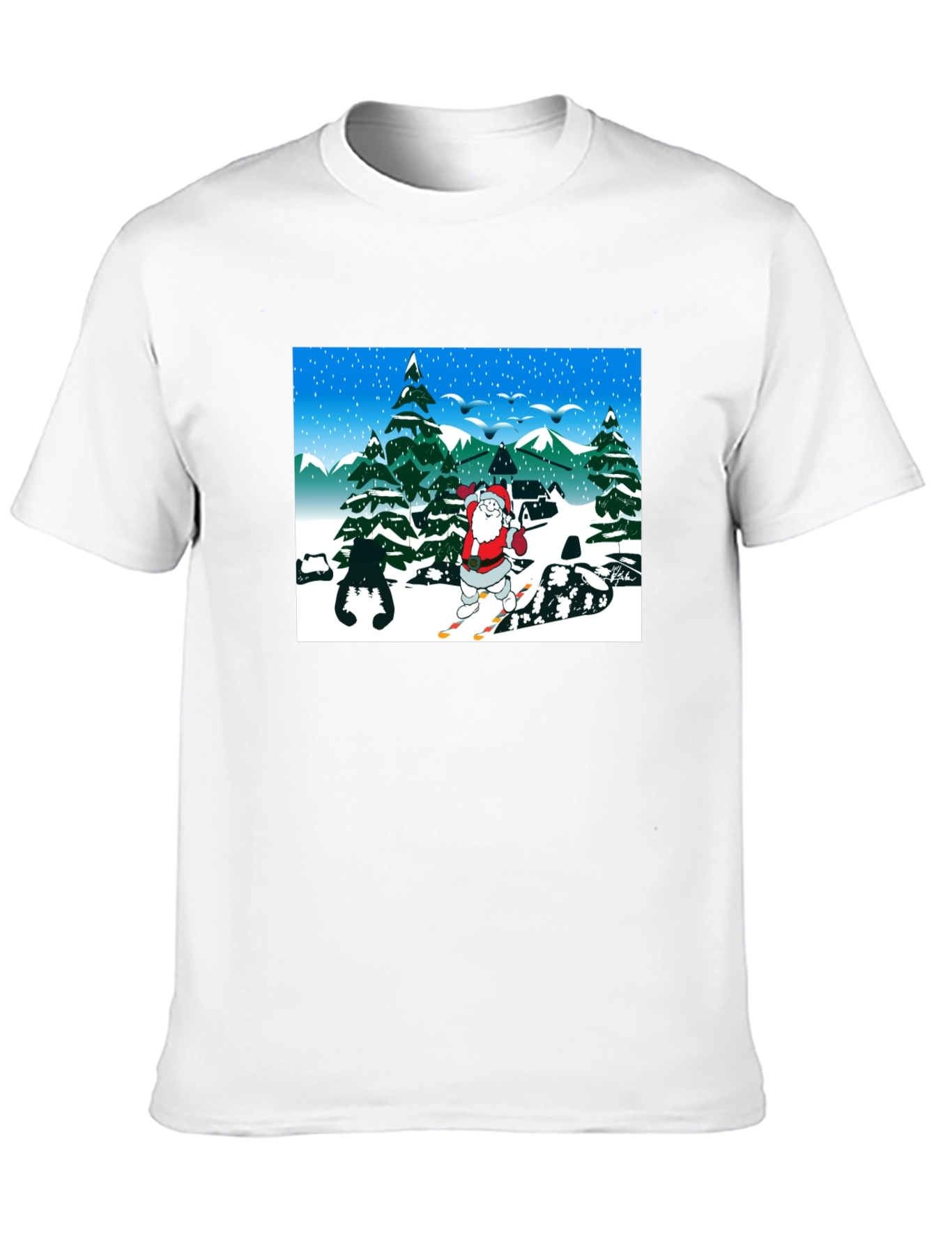 Santa Skiing Graphic T-Shirt