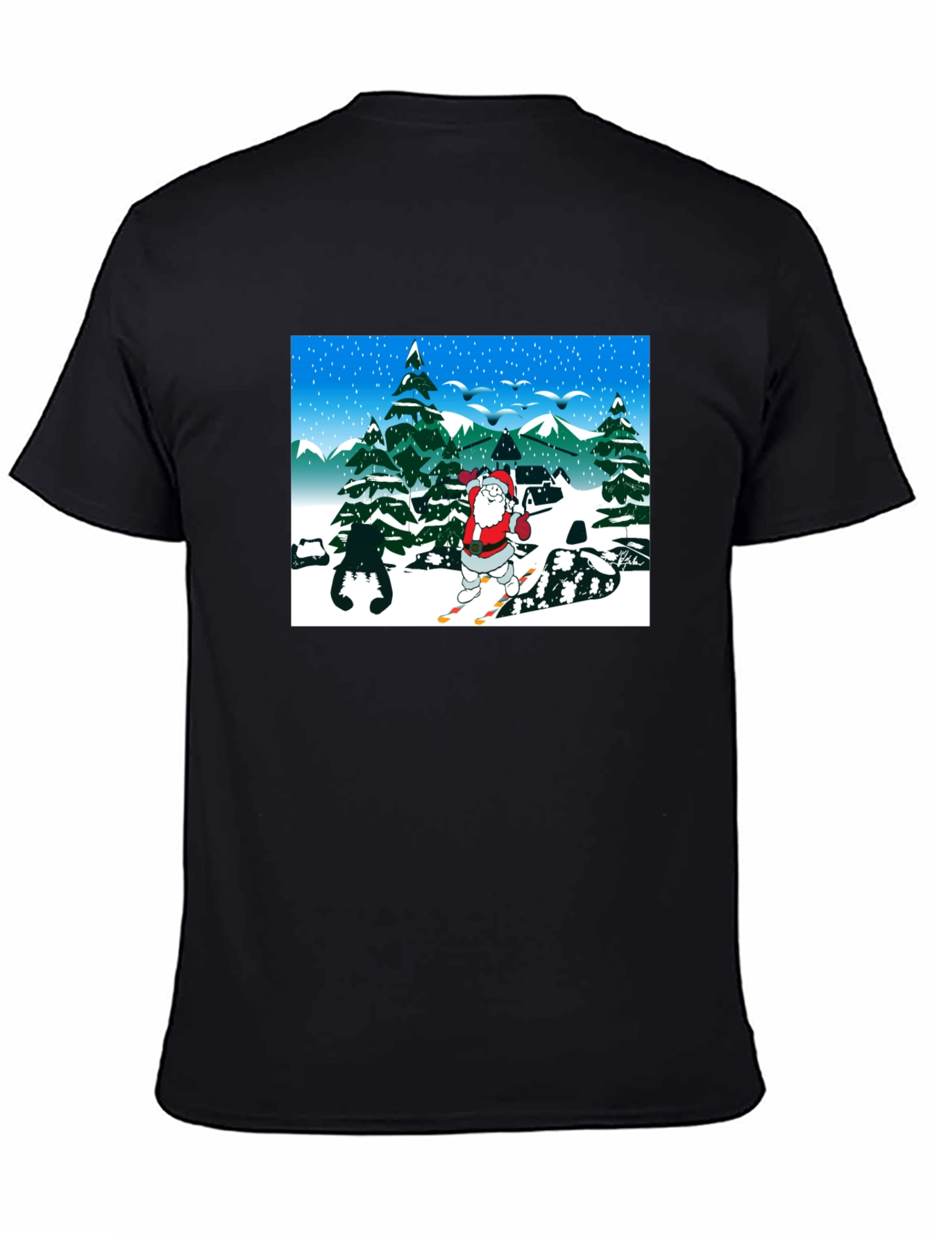 Santa Skiing Graphic T-Shirt