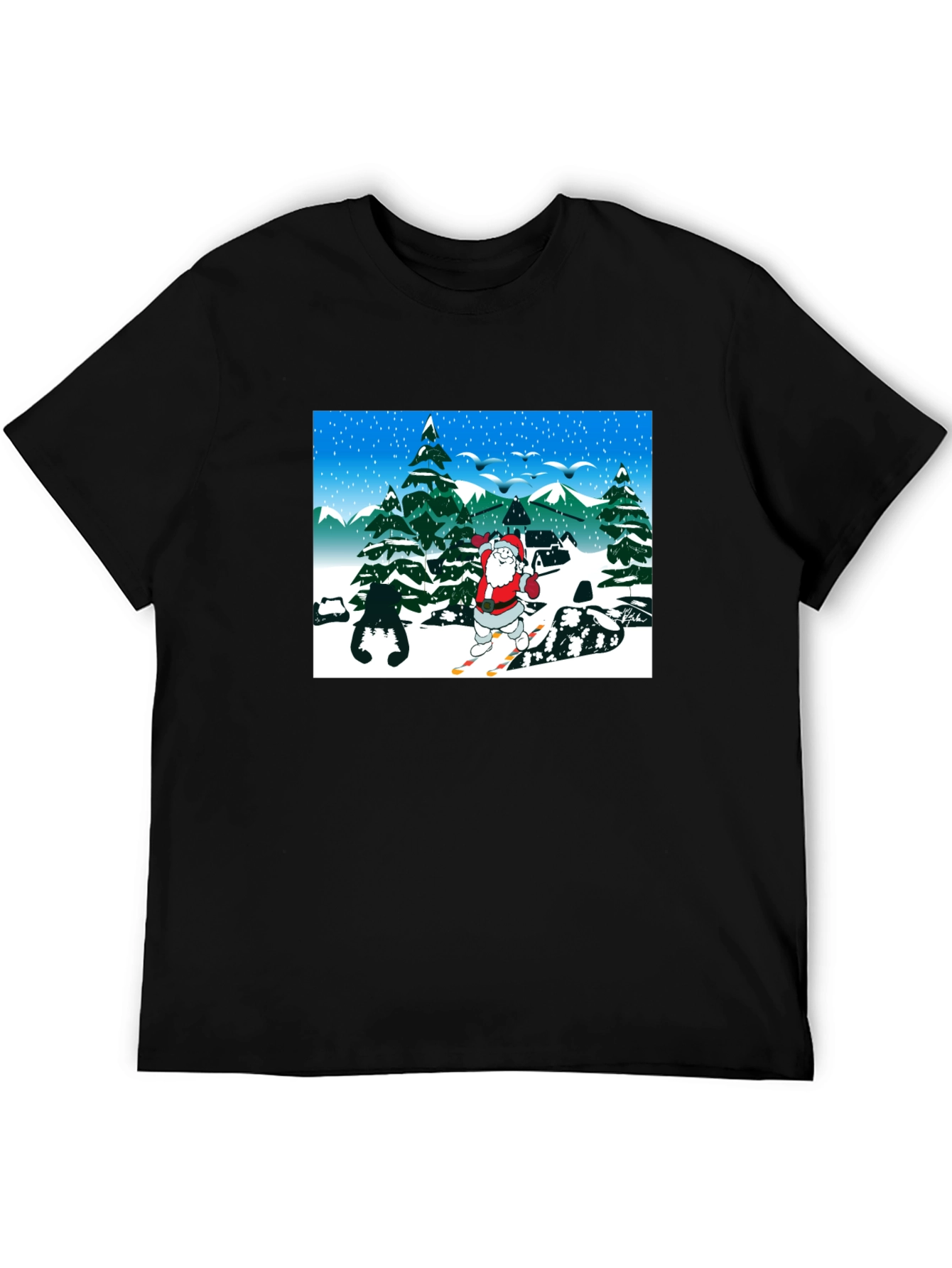 Santa Skiing Graphic T-Shirt