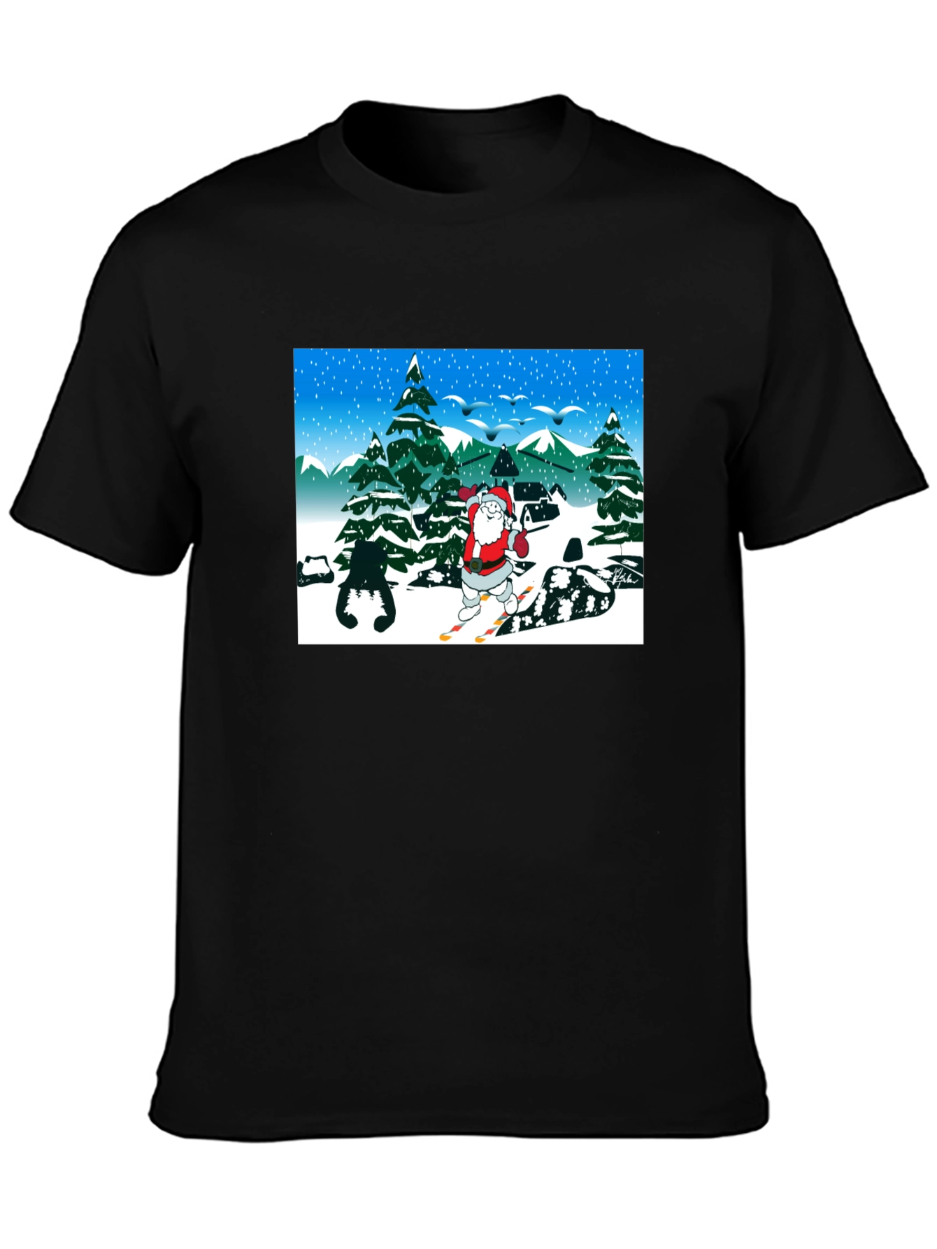 Santa Skiing Graphic T-Shirt