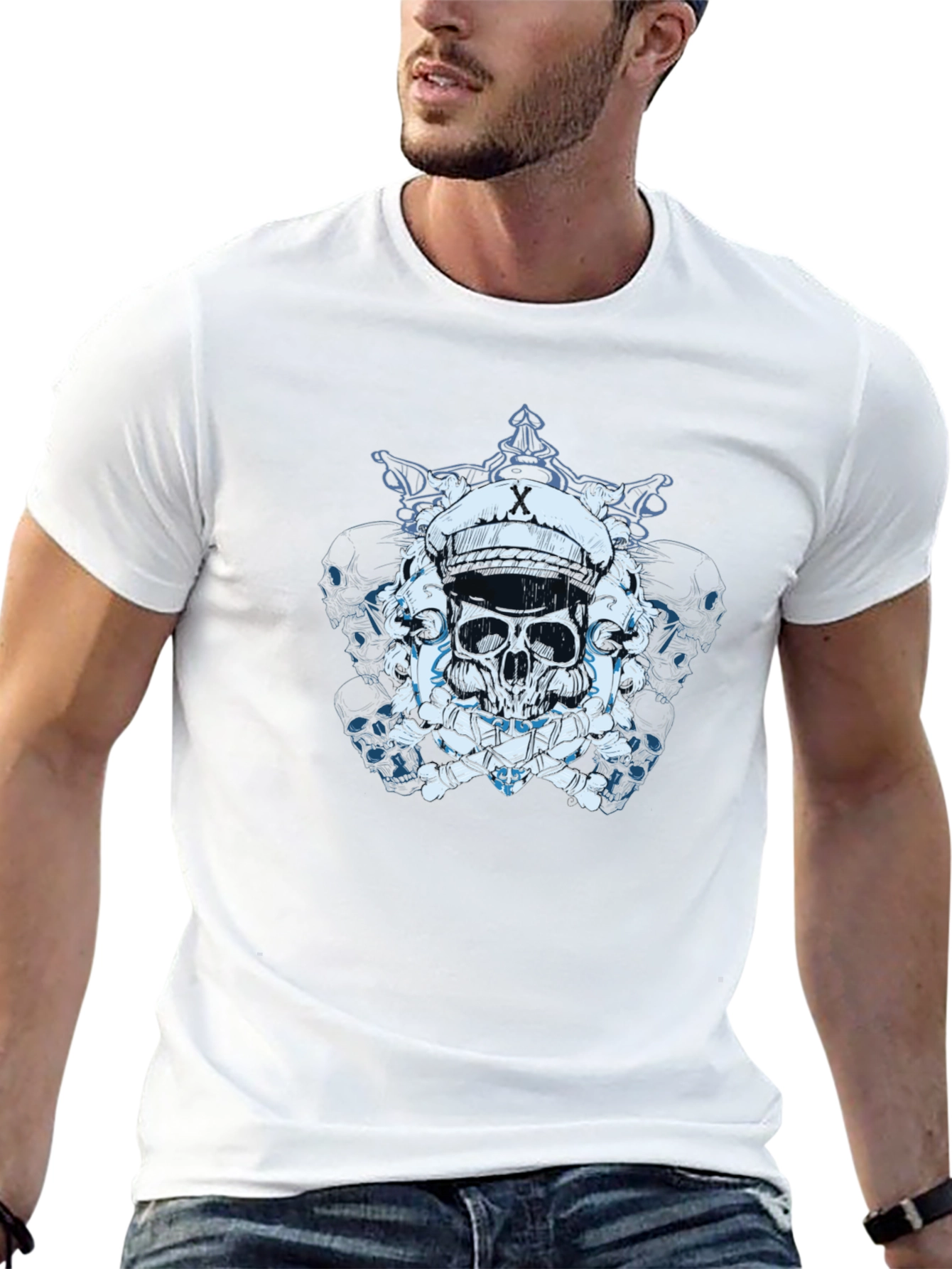 Skull Captain T-Shirt - Edgy Graphic Tee