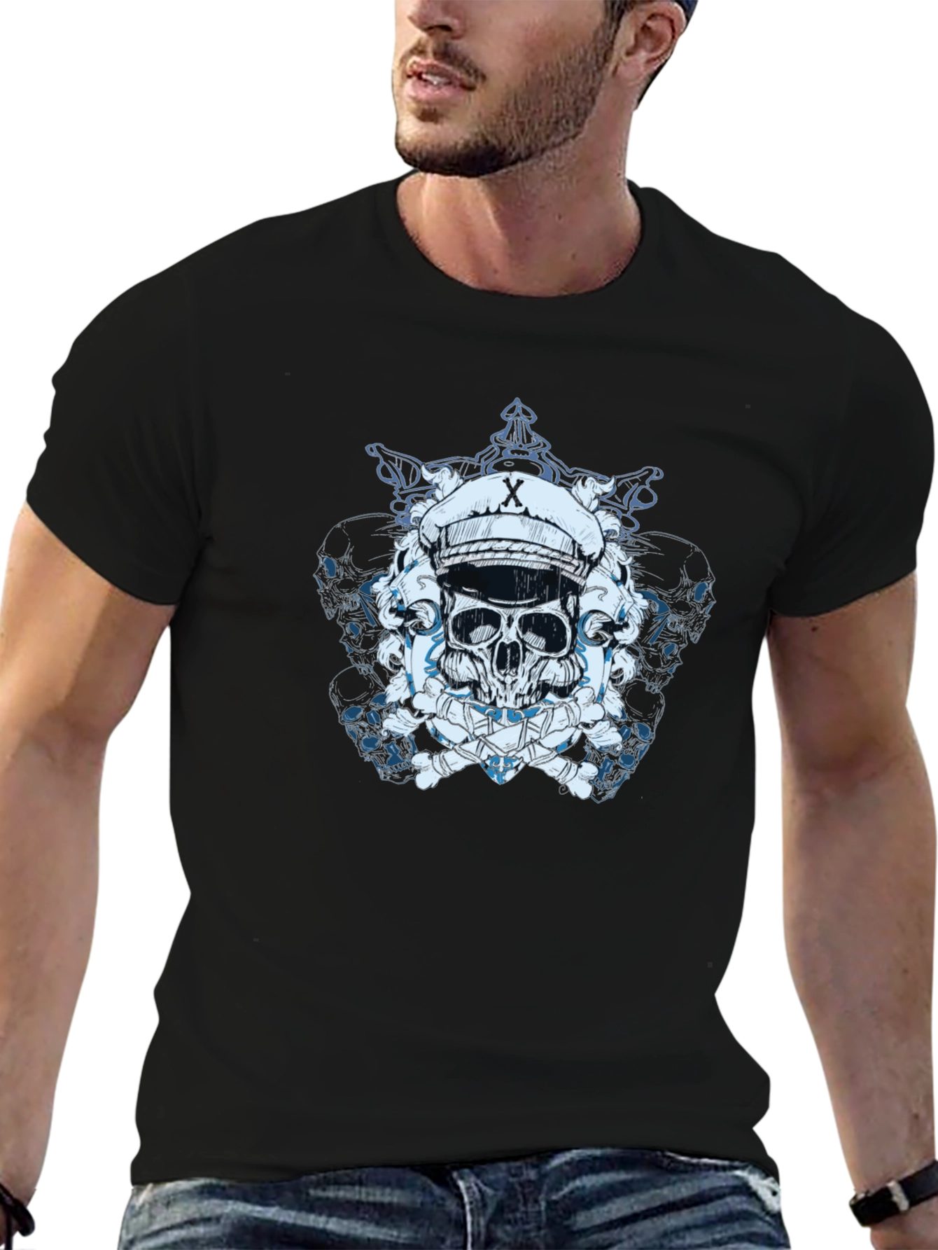 Skull Captain T-Shirt - Edgy Graphic Tee