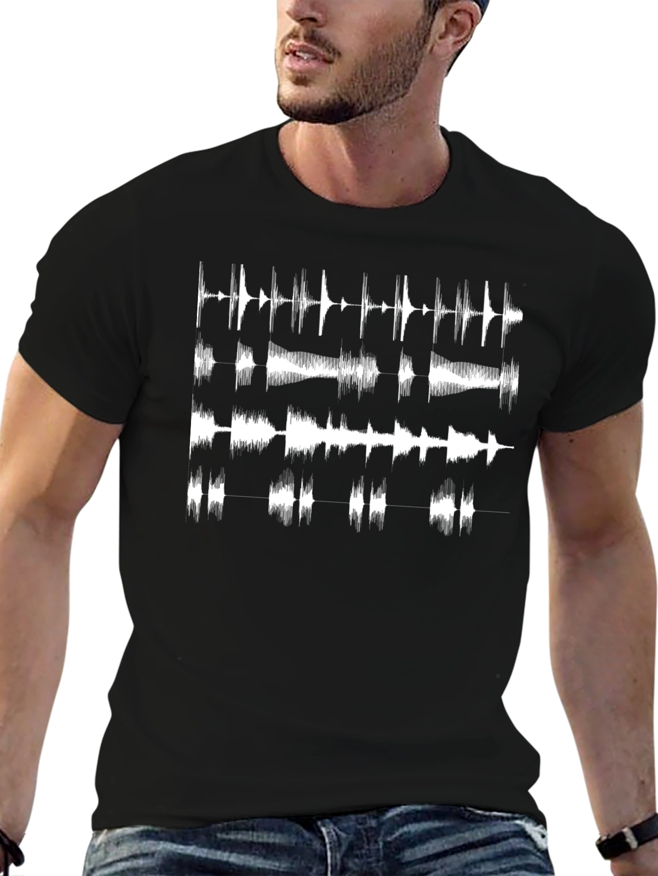 Soundwave Graphic Black T-Shirt - Modern Audio Design