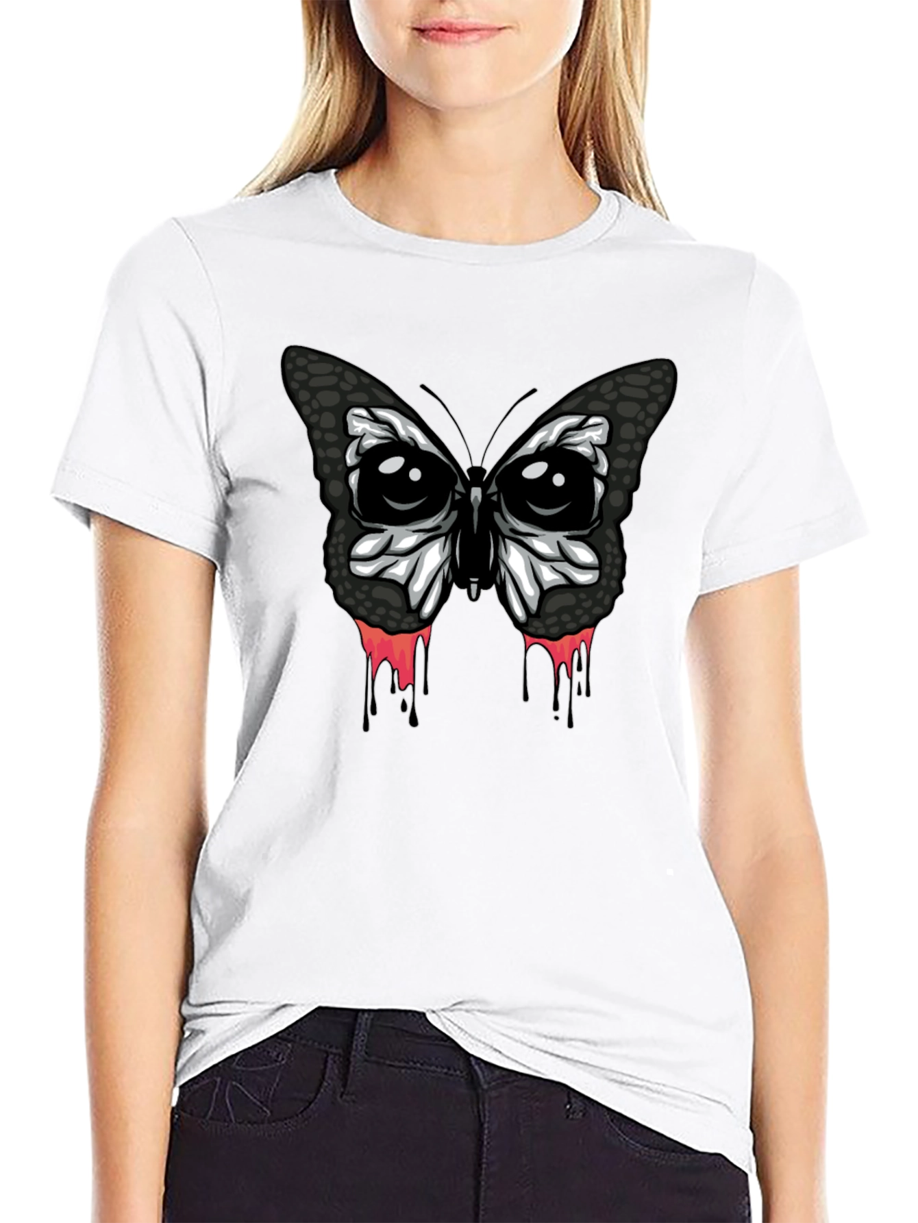 Edgy Butterfly Graphic T-Shirt - Mens Black Tee
