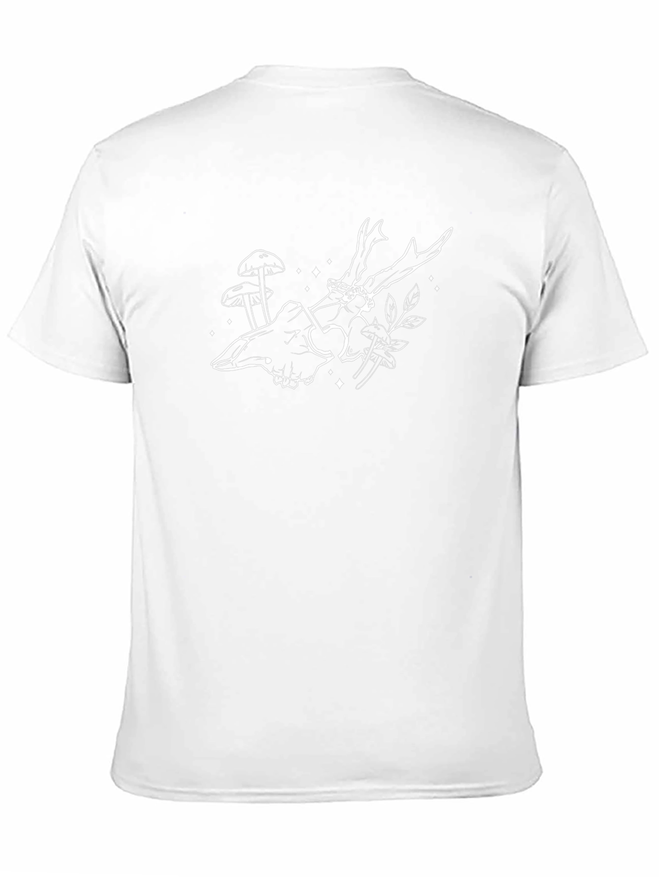 Mens Black Tee with Skull and Antler Design