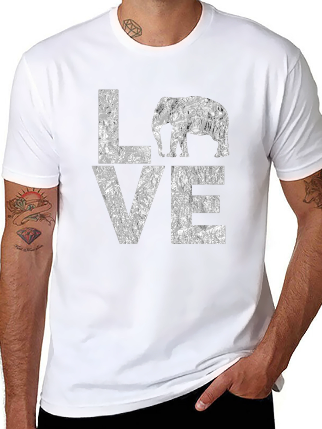 LOVE Elephant Graphic T-Shirt - Black