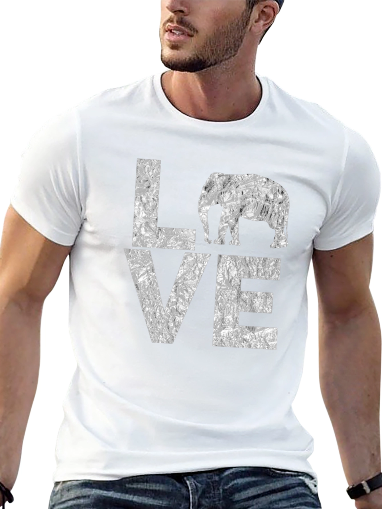 LOVE Elephant Graphic T-Shirt - Black