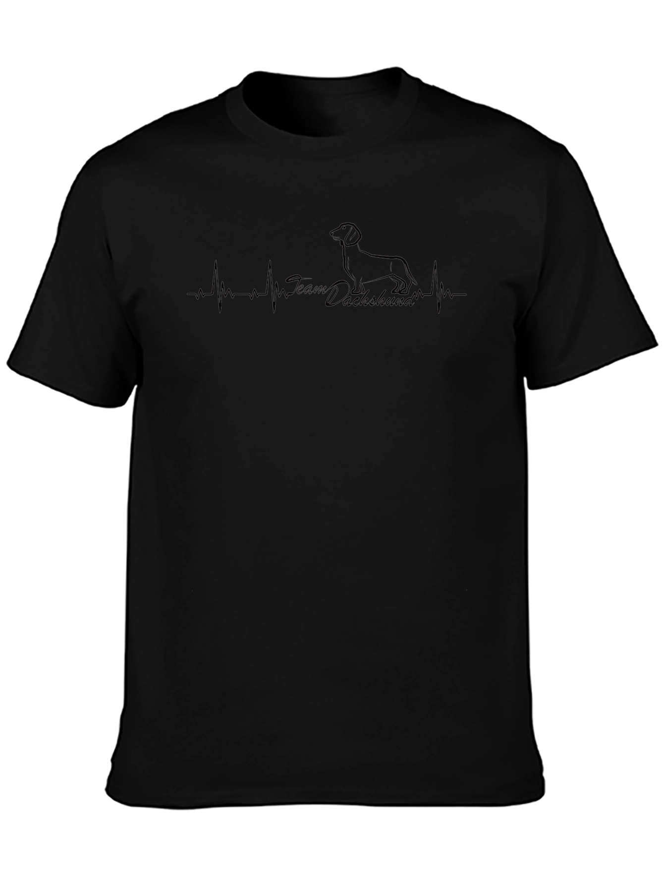 Dachshund Heartbeat Graphic Tee - Black