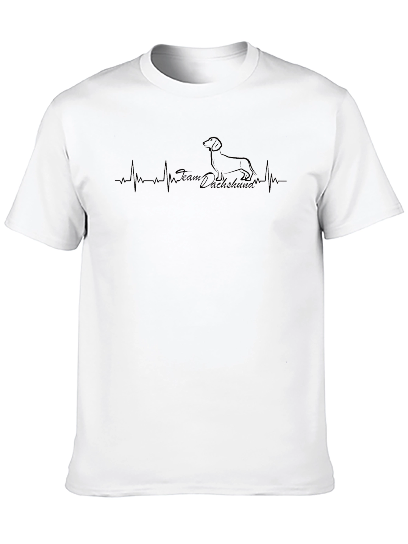 Dachshund Heartbeat Graphic Tee - Black