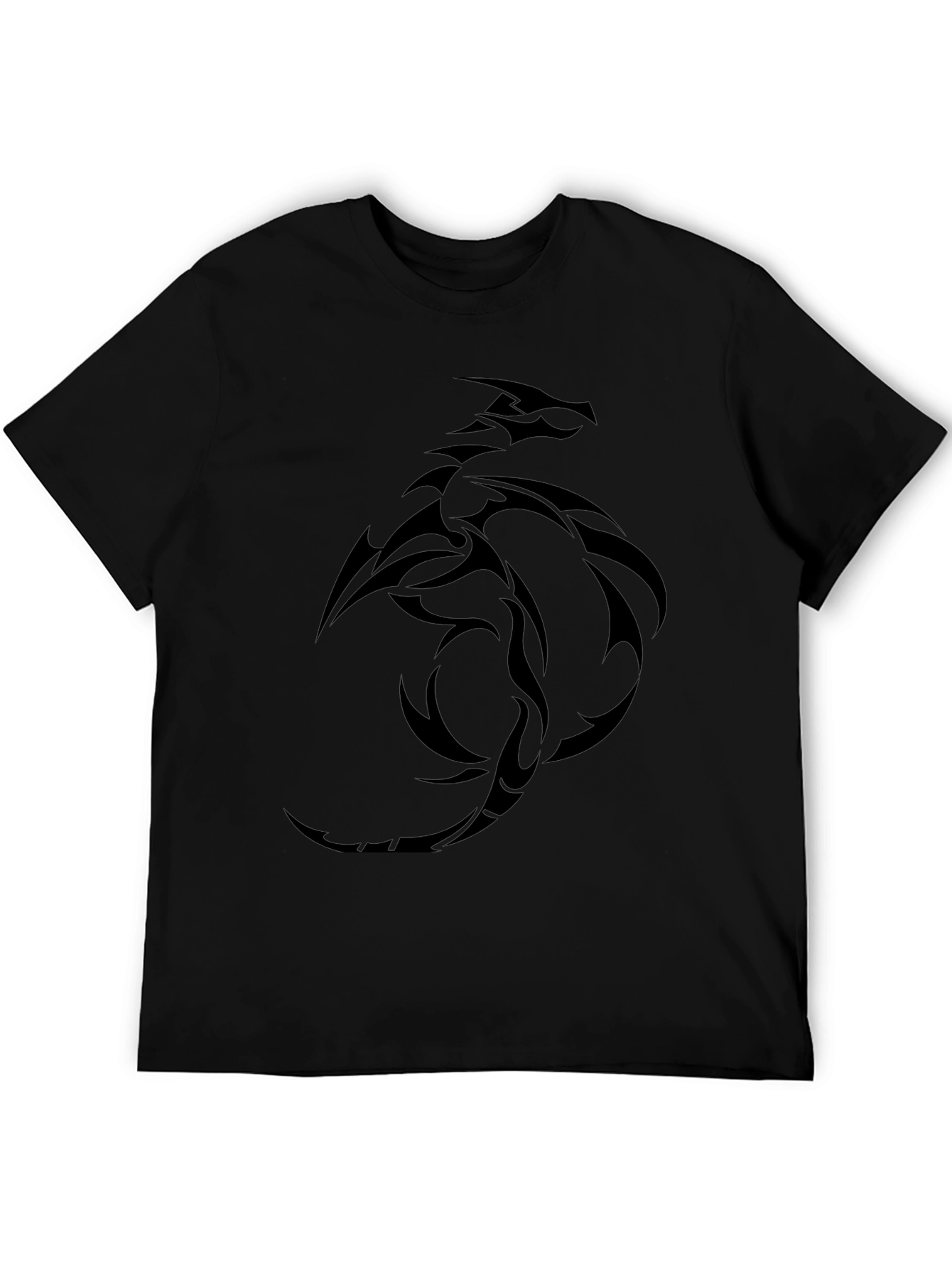 Black Dragon Tribal Graphic Tee - Mens Casual Shirt