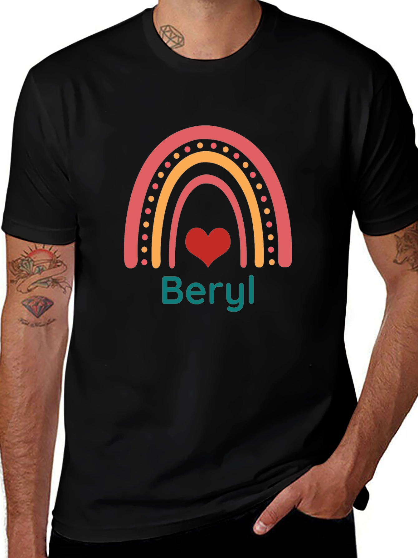 Personalized Rainbow Heart T-Shirt - Custom Name Tee