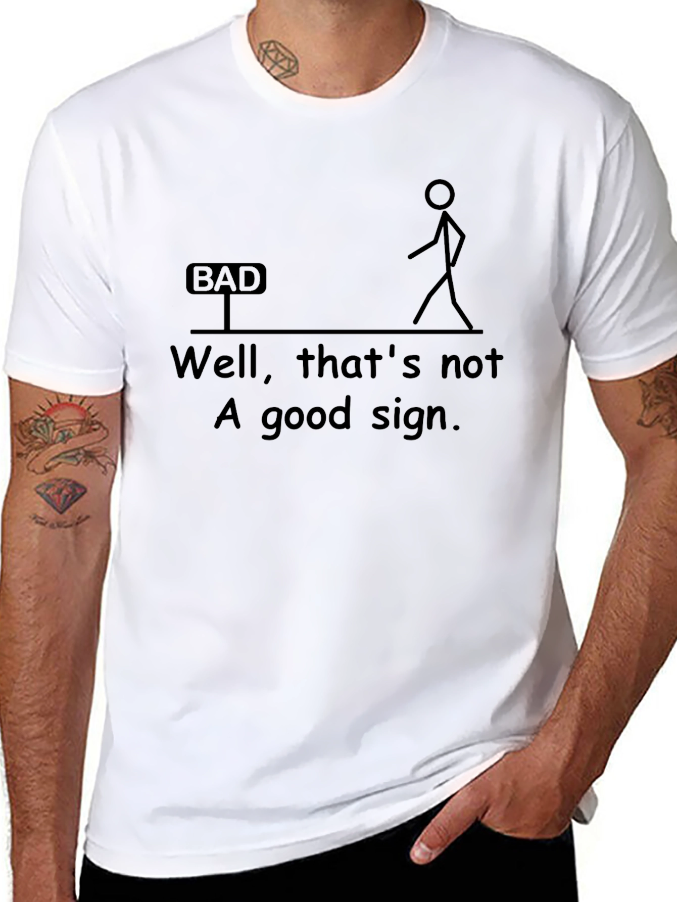 Humorous Graphic T-Shirt - Bad Sign Design