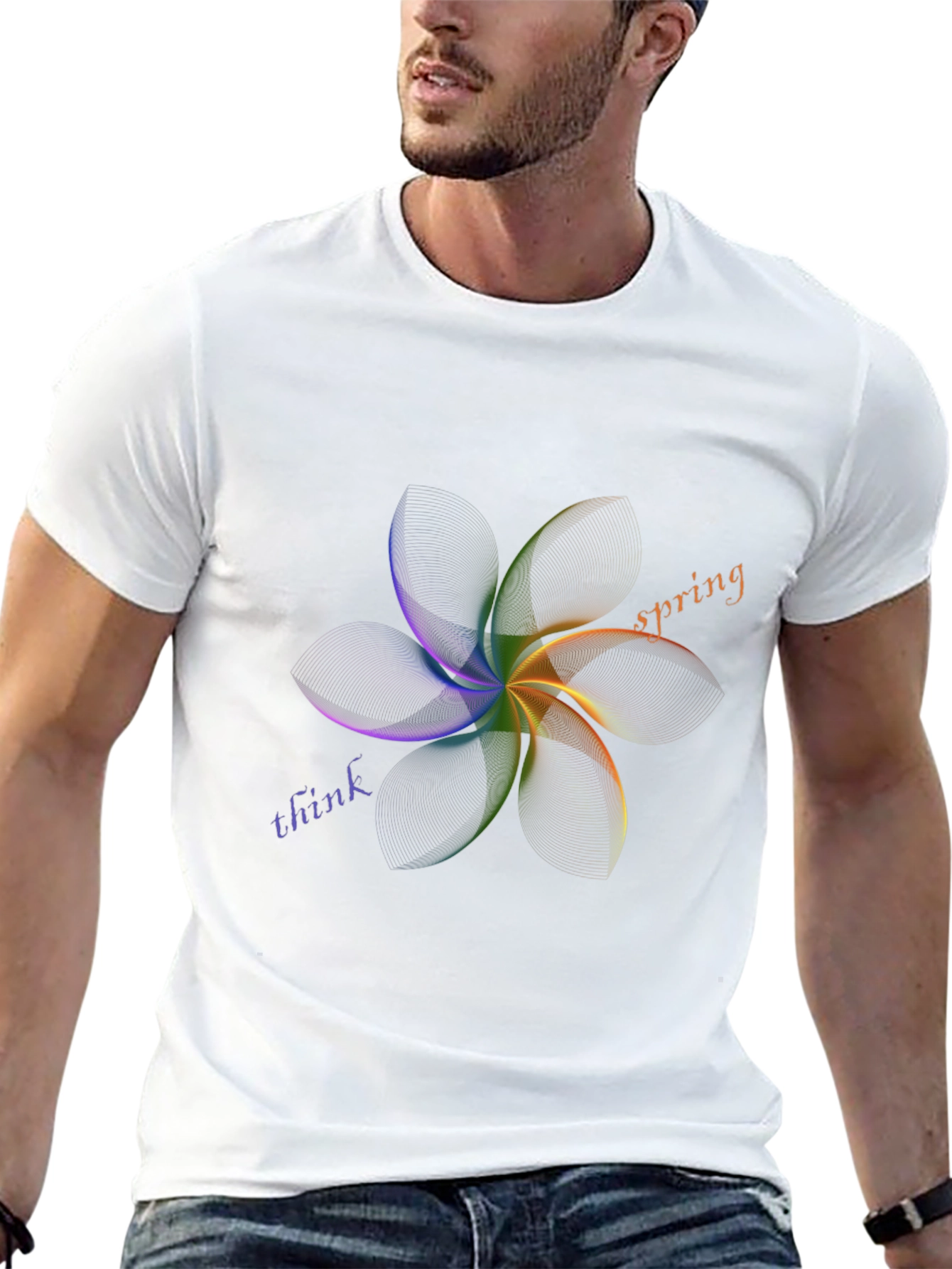 Think Spring Graphic Tee - Stylish Mens Black T-Shirt