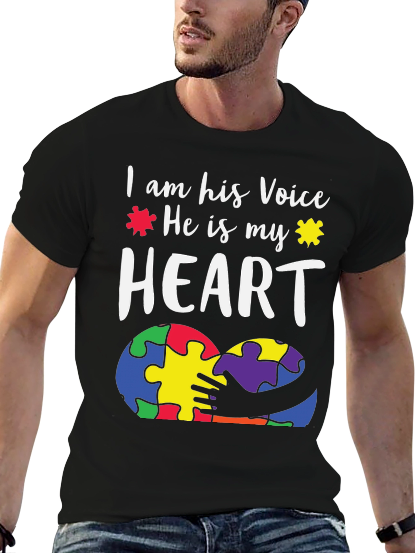 Autism Awareness T-Shirt - Voice and Heart Puzzle Design