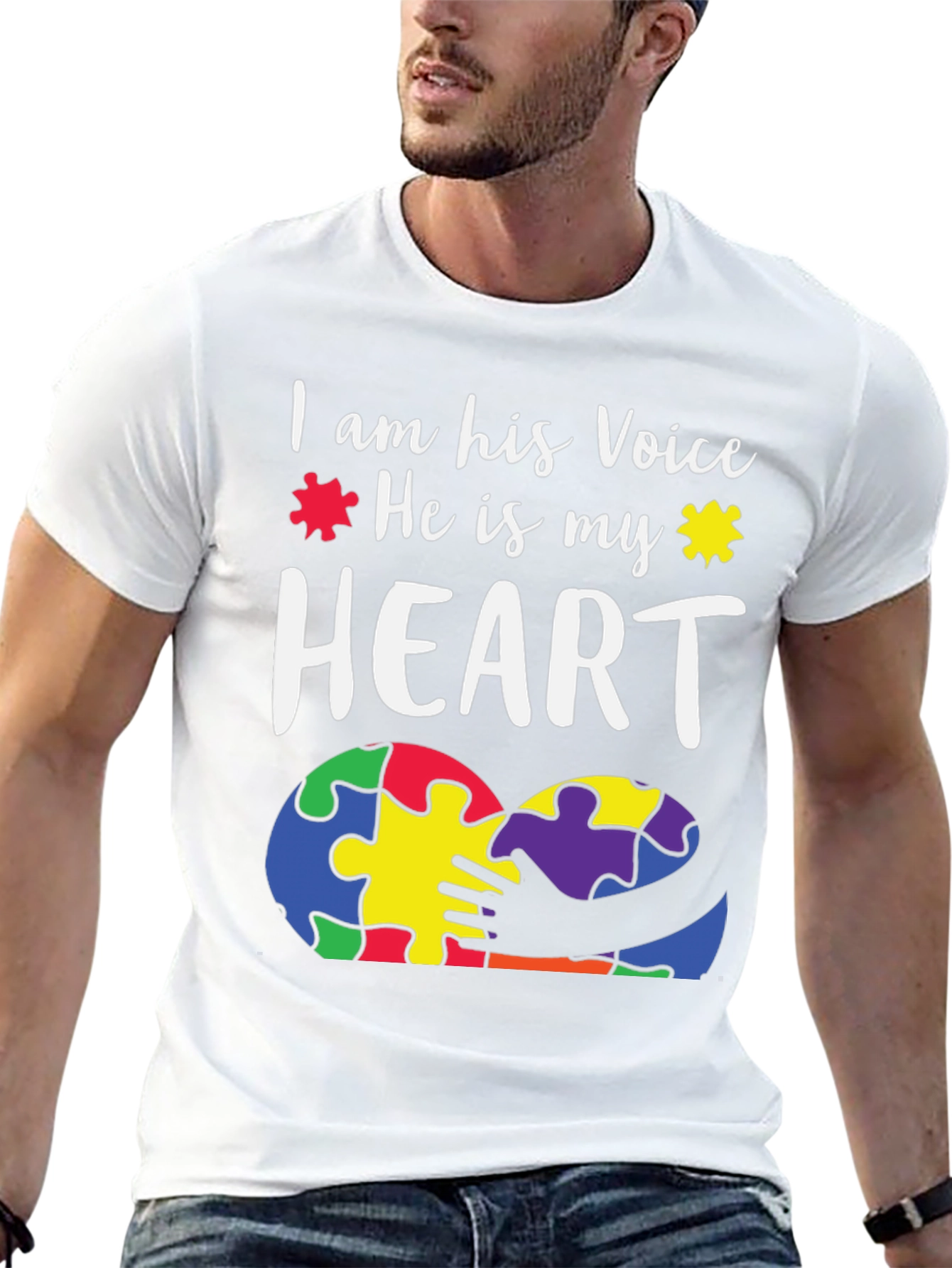 Autism Awareness T-Shirt - Voice and Heart Puzzle Design