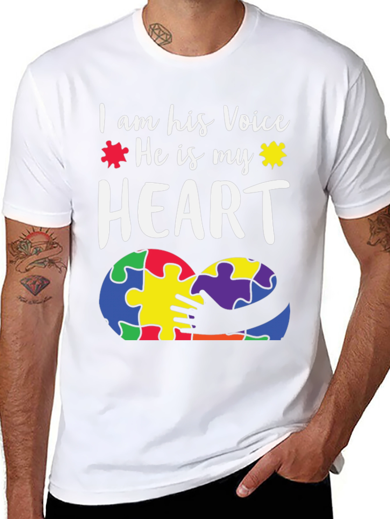 Autism Awareness T-Shirt - Voice and Heart Puzzle Design